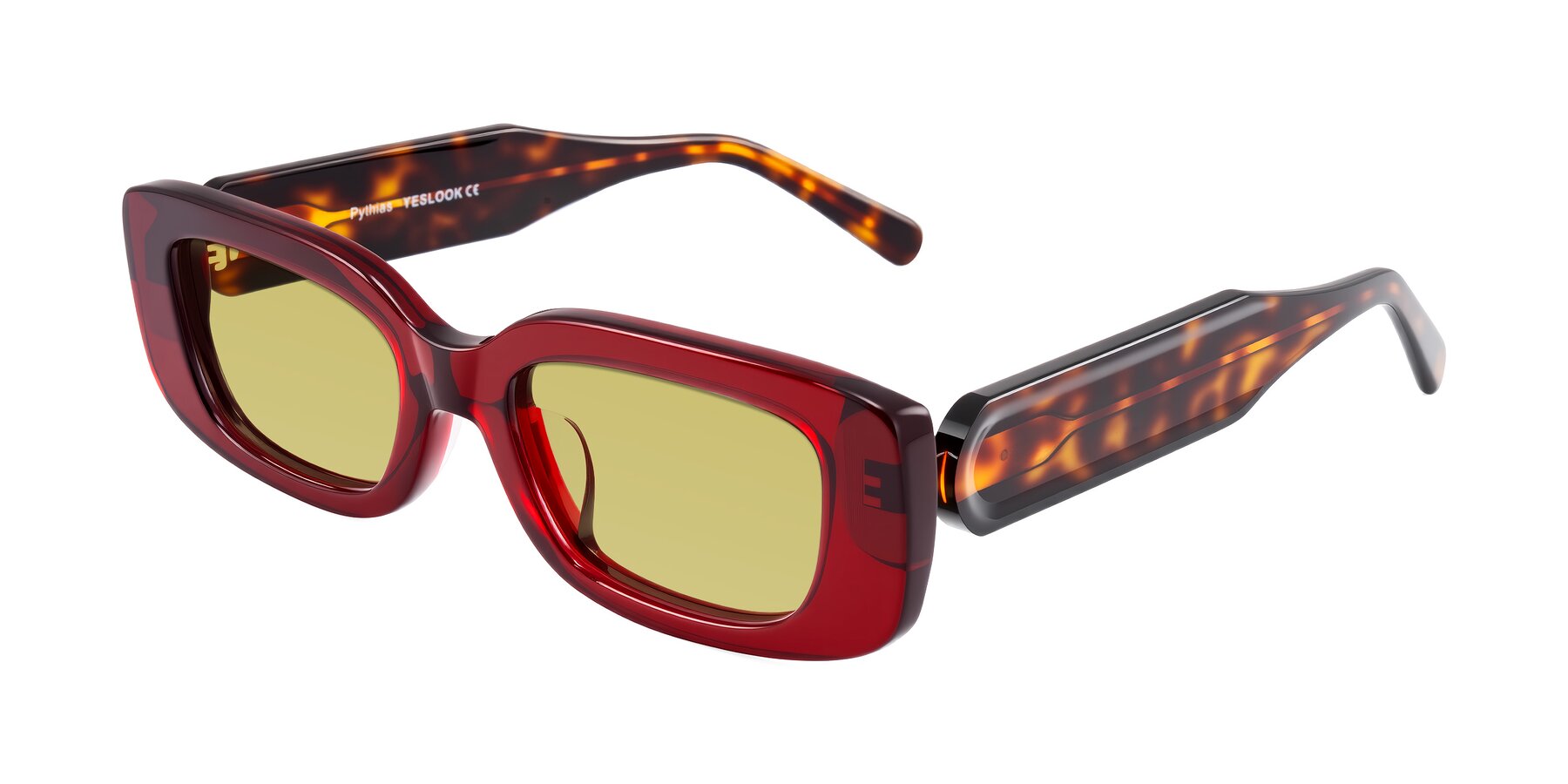 Angle of Pythias in Wine/Tortoise with Medium Champagne Tinted Lenses