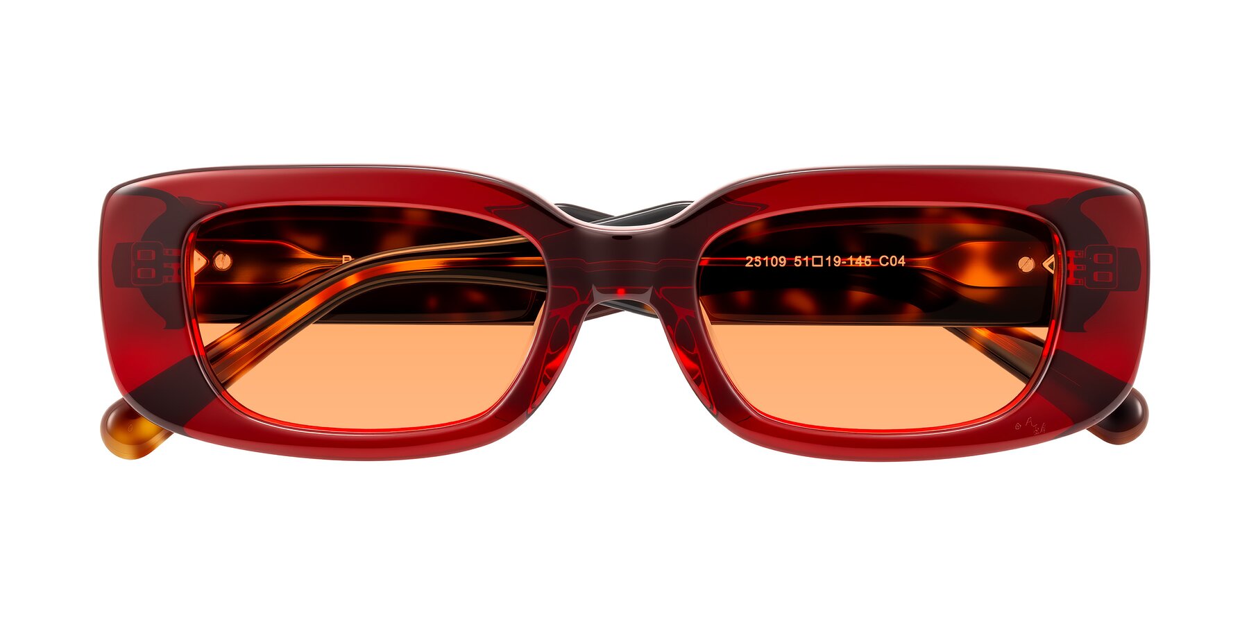 Folded Front of Pythias in Wine/Tortoise with Medium Orange Tinted Lenses
