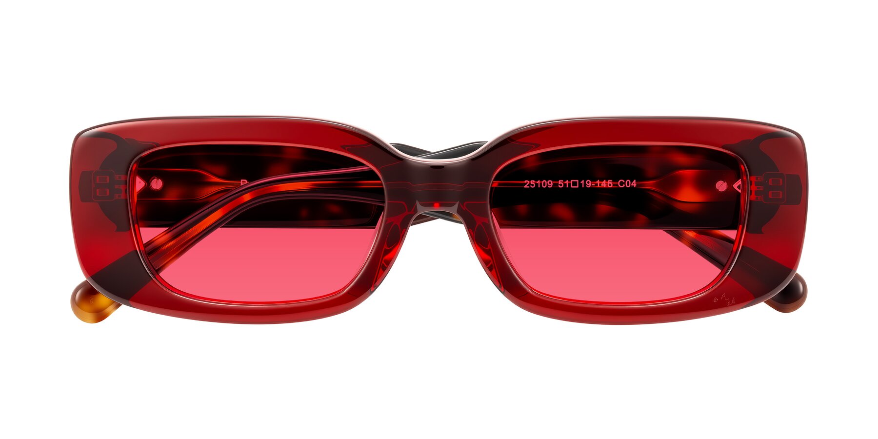 Folded Front of Pythias in Wine/Tortoise with Red Tinted Lenses