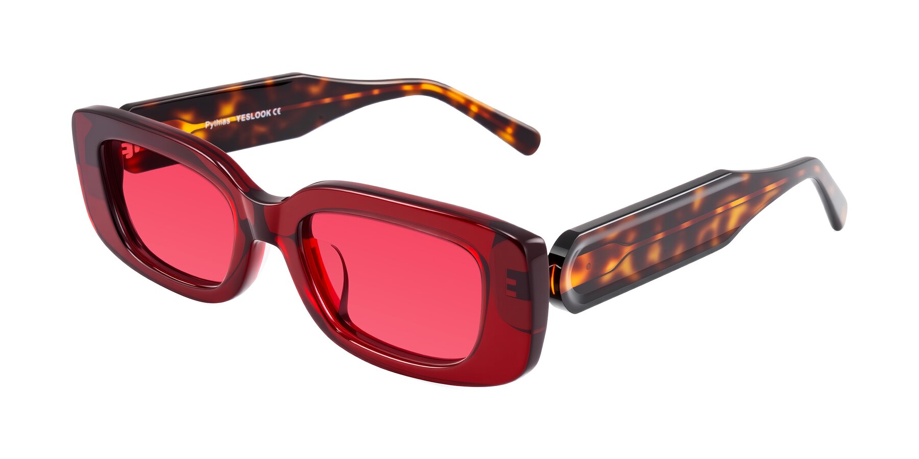 Angle of Pythias in Wine/Tortoise with Red Tinted Lenses