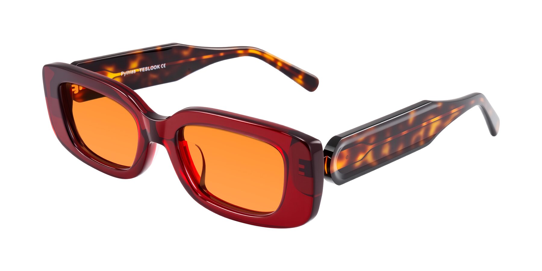 Angle of Pythias in Wine/Tortoise with Orange Tinted Lenses