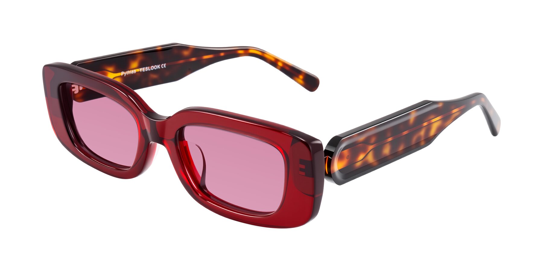 Angle of Pythias in Wine/Tortoise with Medium Wine Tinted Lenses