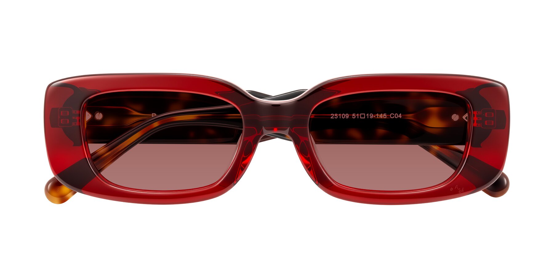 Folded Front of Pythias in Wine/Tortoise with Garnet Tinted Lenses