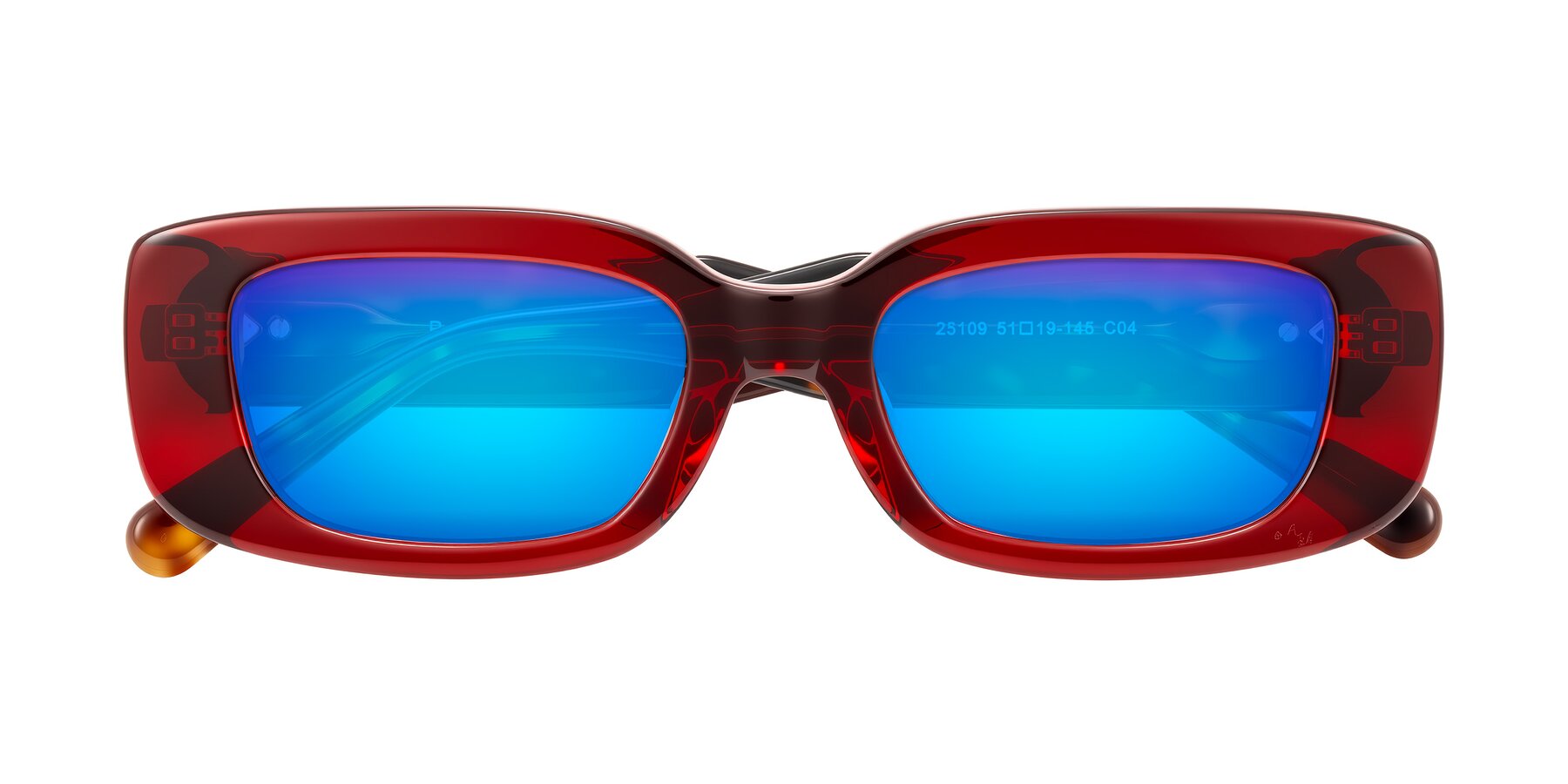 Folded Front of Pythias in Wine/Tortoise with Blue Mirrored Lenses
