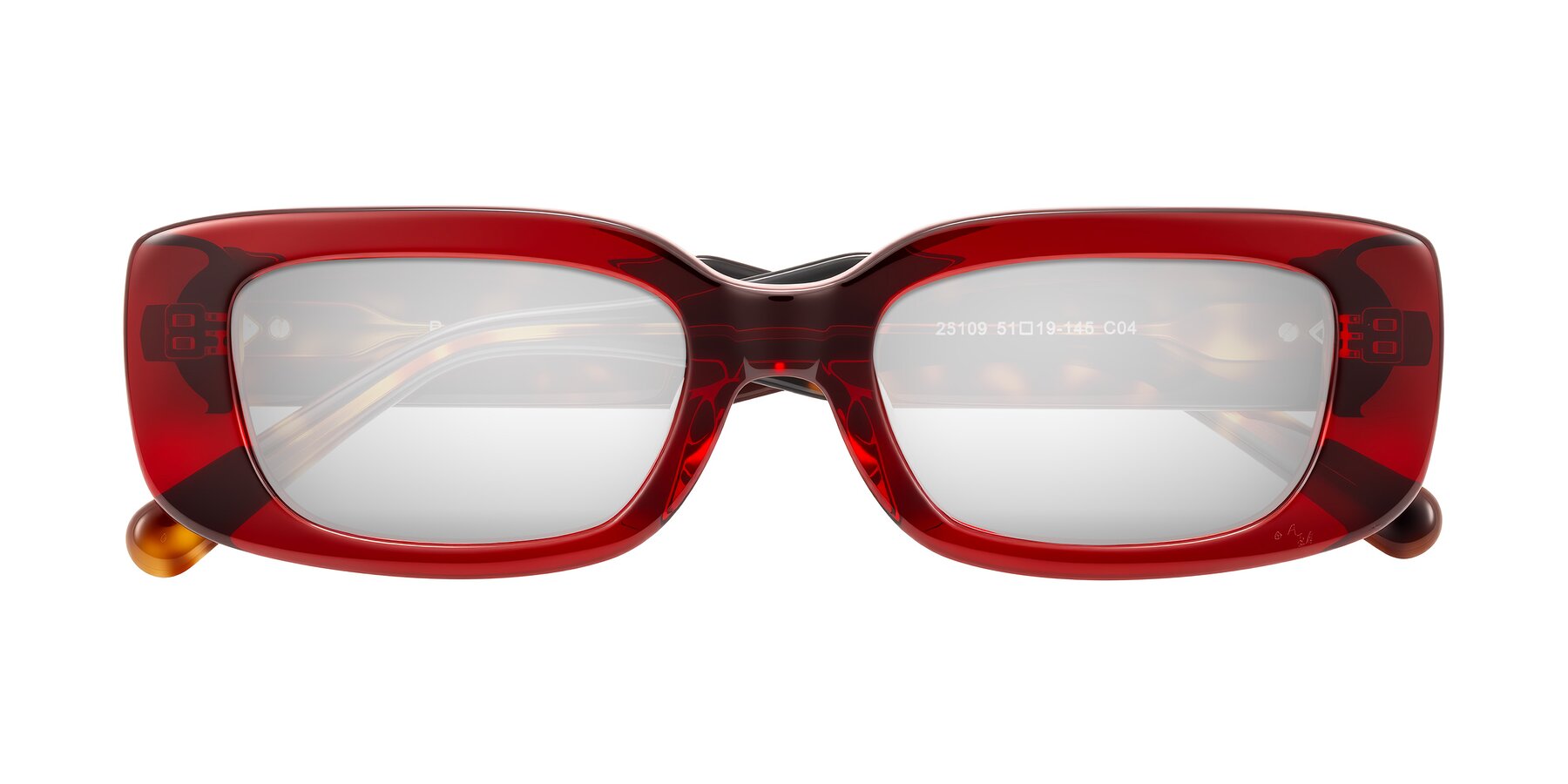 Folded Front of Pythias in Wine/Tortoise with Silver Mirrored Lenses