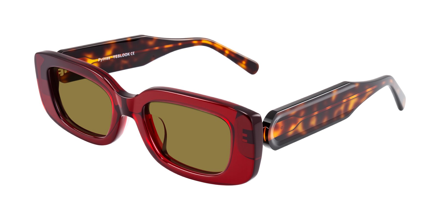 Angle of Pythias in Wine/Tortoise with Brown Polarized Lenses