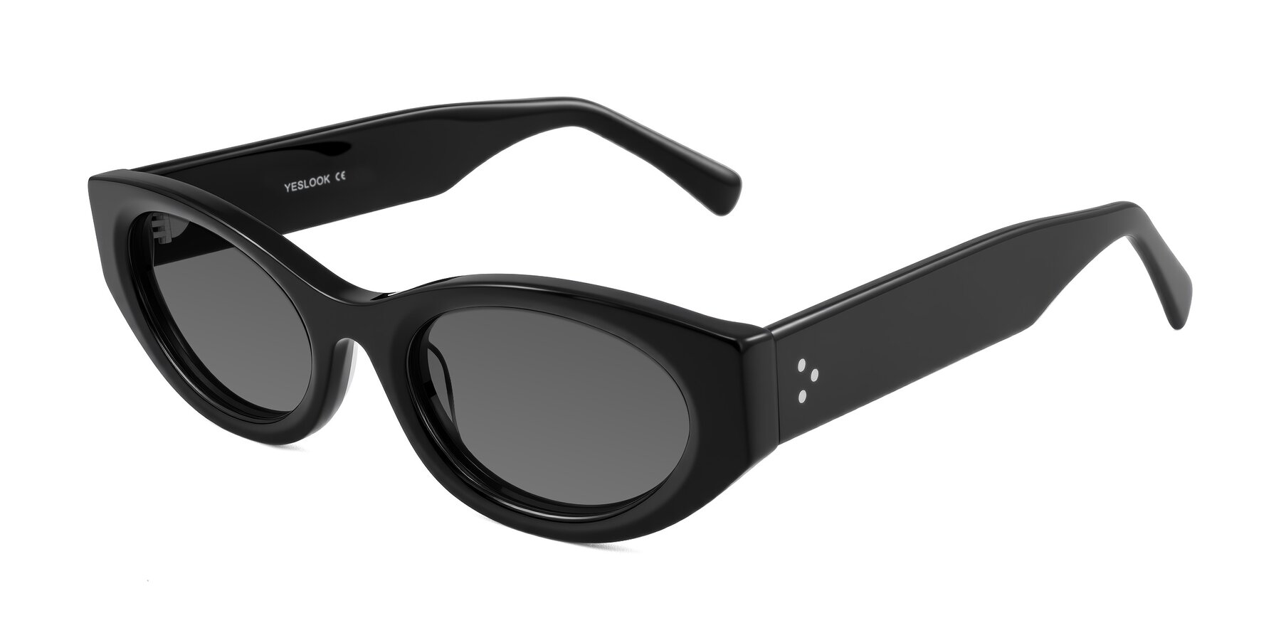 Angle of Begonia in Black with Medium Gray Tinted Lenses