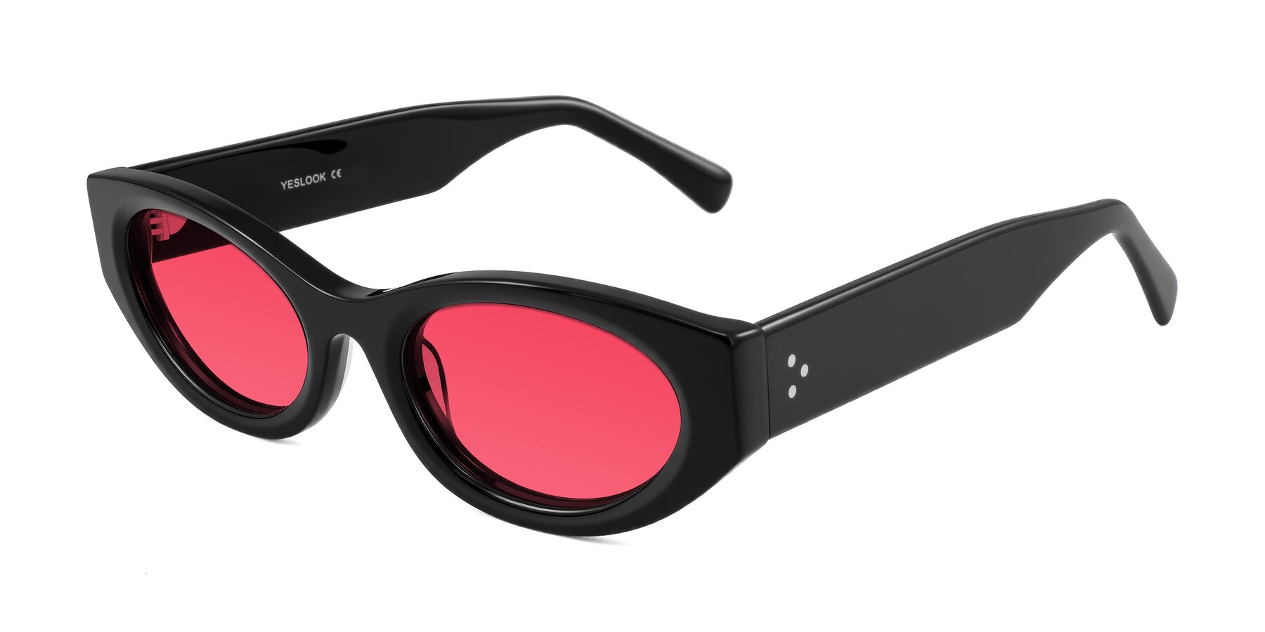 Angle of Begonia in Black with Red Tinted Lenses