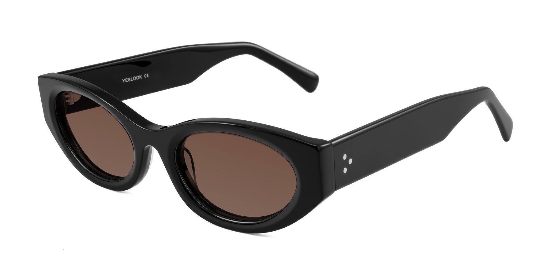 Angle of Begonia in Black with Brown Tinted Lenses