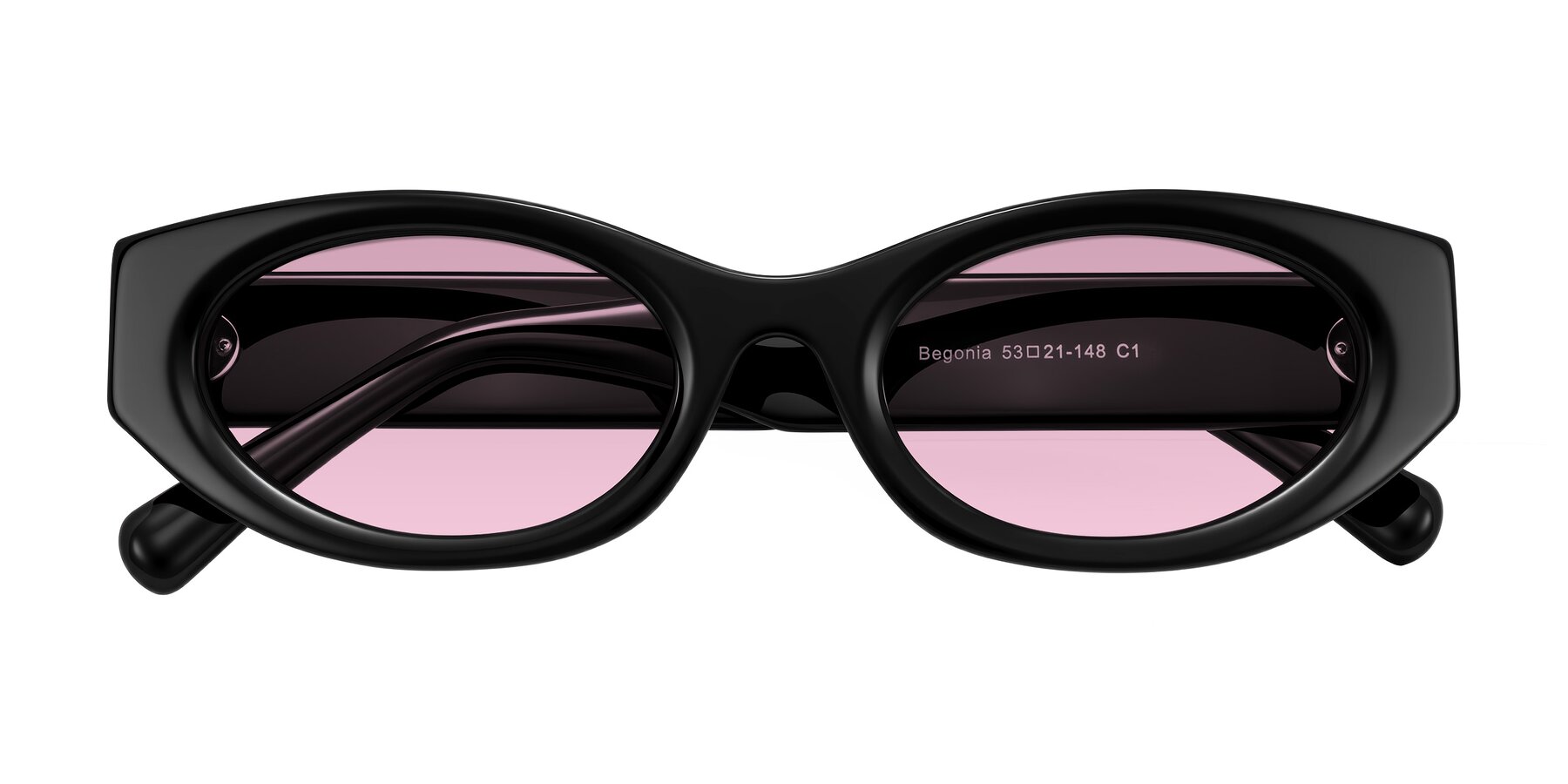 Folded Front of Begonia in Black with Light Wine Tinted Lenses