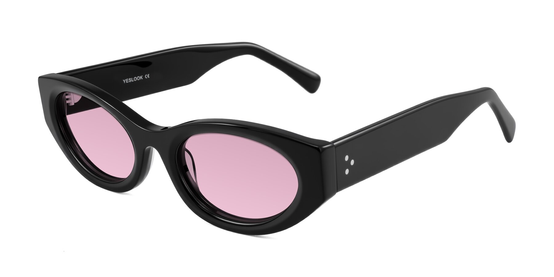 Angle of Begonia in Black with Light Wine Tinted Lenses