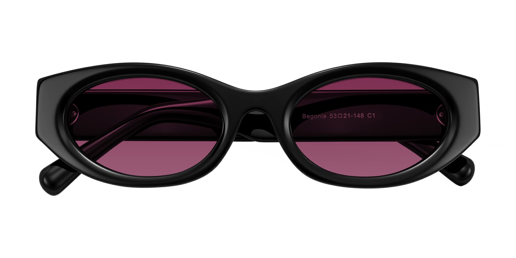 Folded Front of Begonia in Black with Wine Tinted Lenses