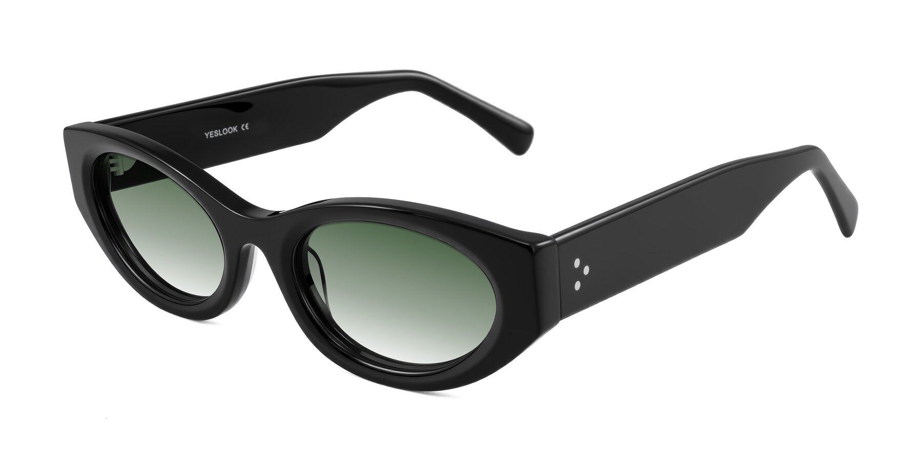 Angle of Begonia in Black with Green Gradient Lenses