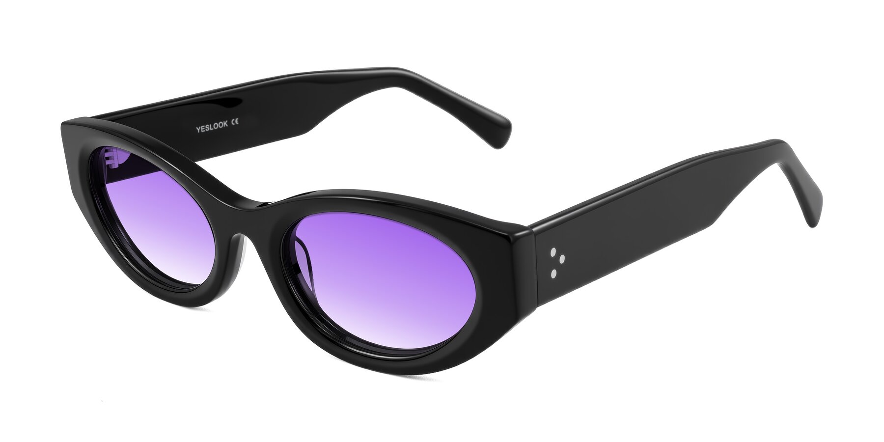 Angle of Begonia in Black with Purple Gradient Lenses