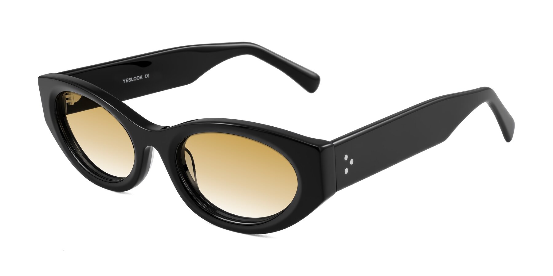 Angle of Begonia in Black with Champagne Gradient Lenses