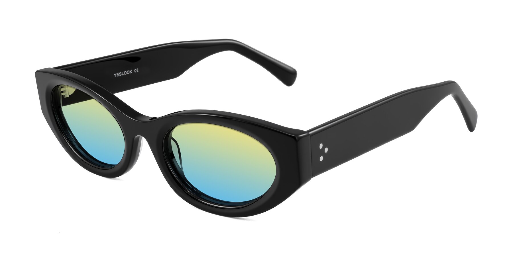 Angle of Begonia in Black with Yellow / Blue Gradient Lenses