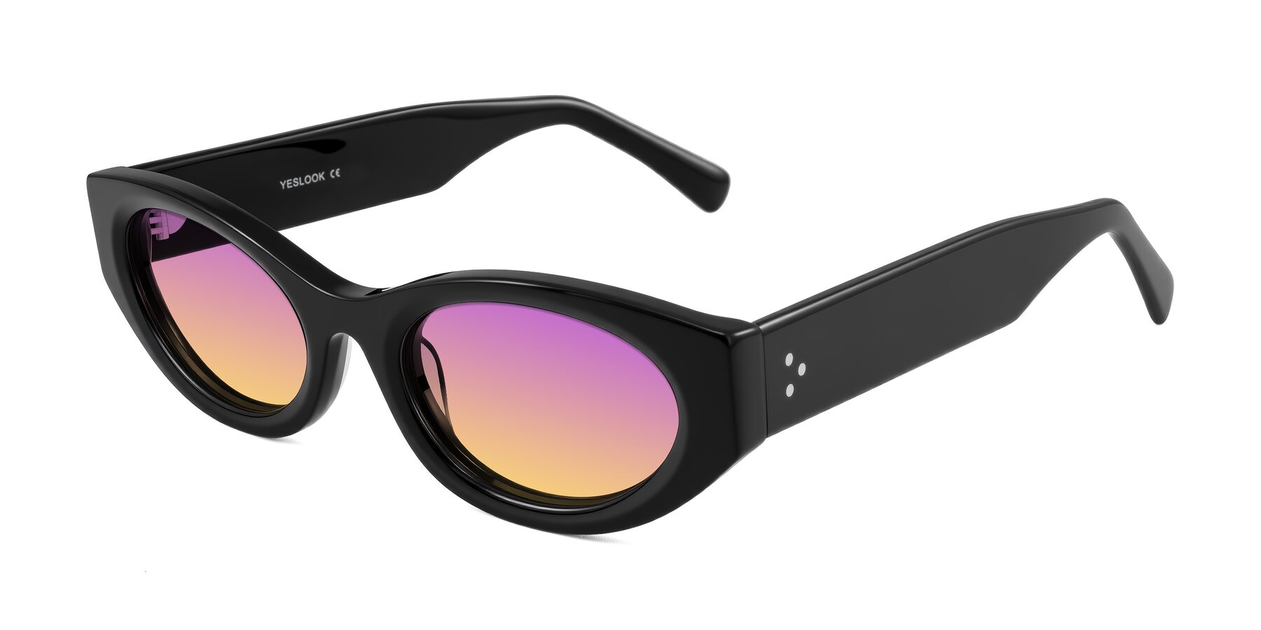 Angle of Begonia in Black with Purple / Yellow Gradient Lenses