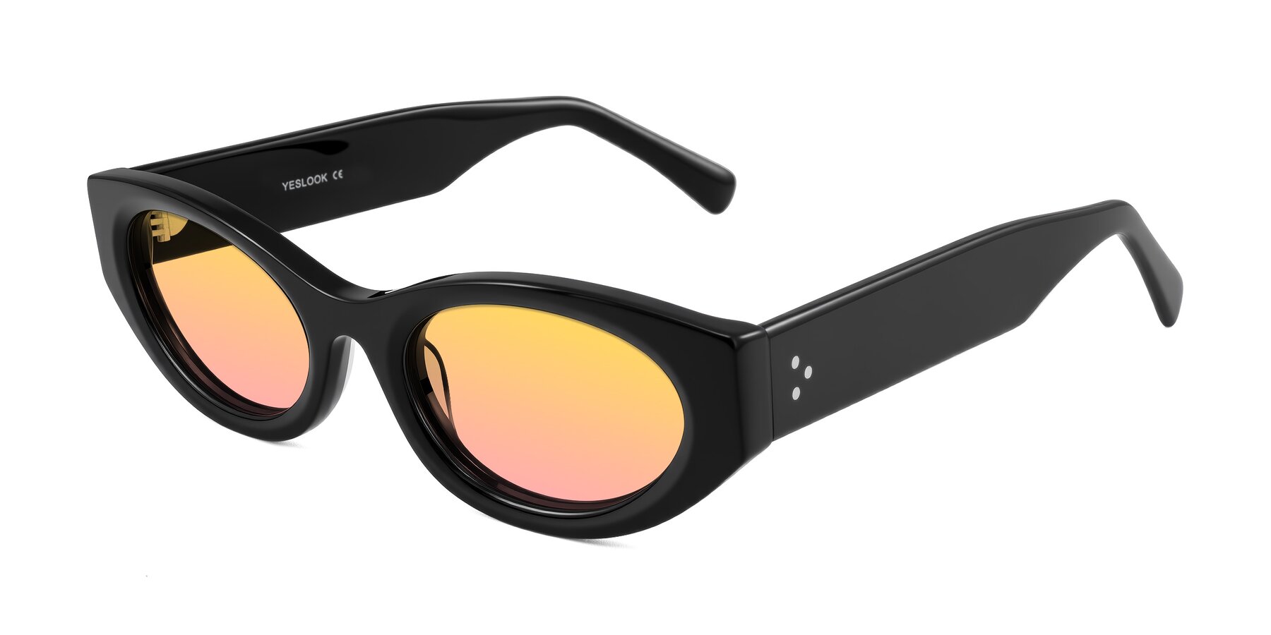 Angle of Begonia in Black with Yellow / Pink Gradient Lenses