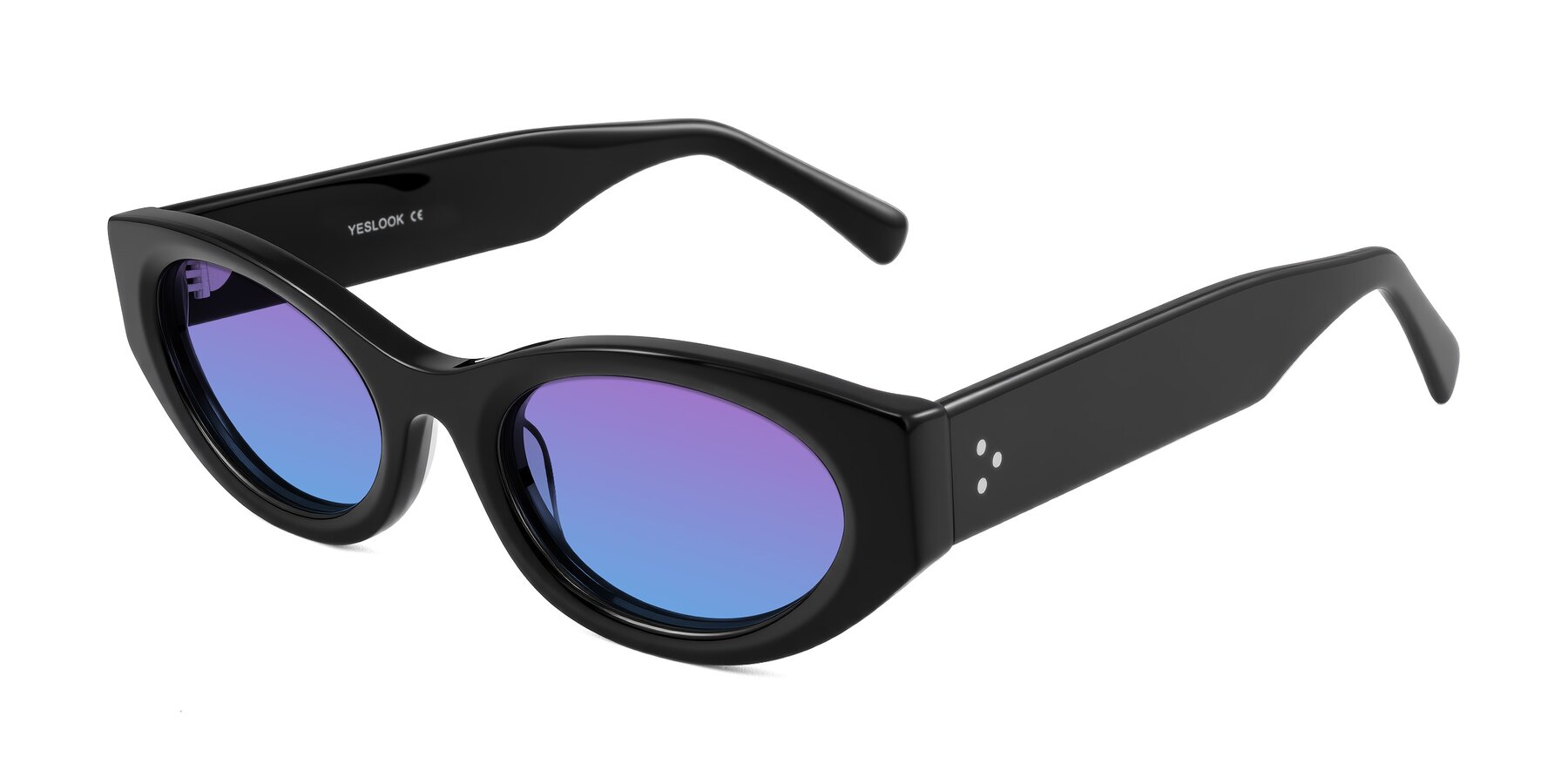 Angle of Begonia in Black with Purple / Blue Gradient Lenses