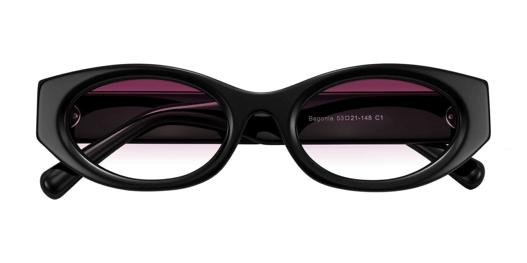 Folded Front of Begonia in Black with Wine Gradient Lenses