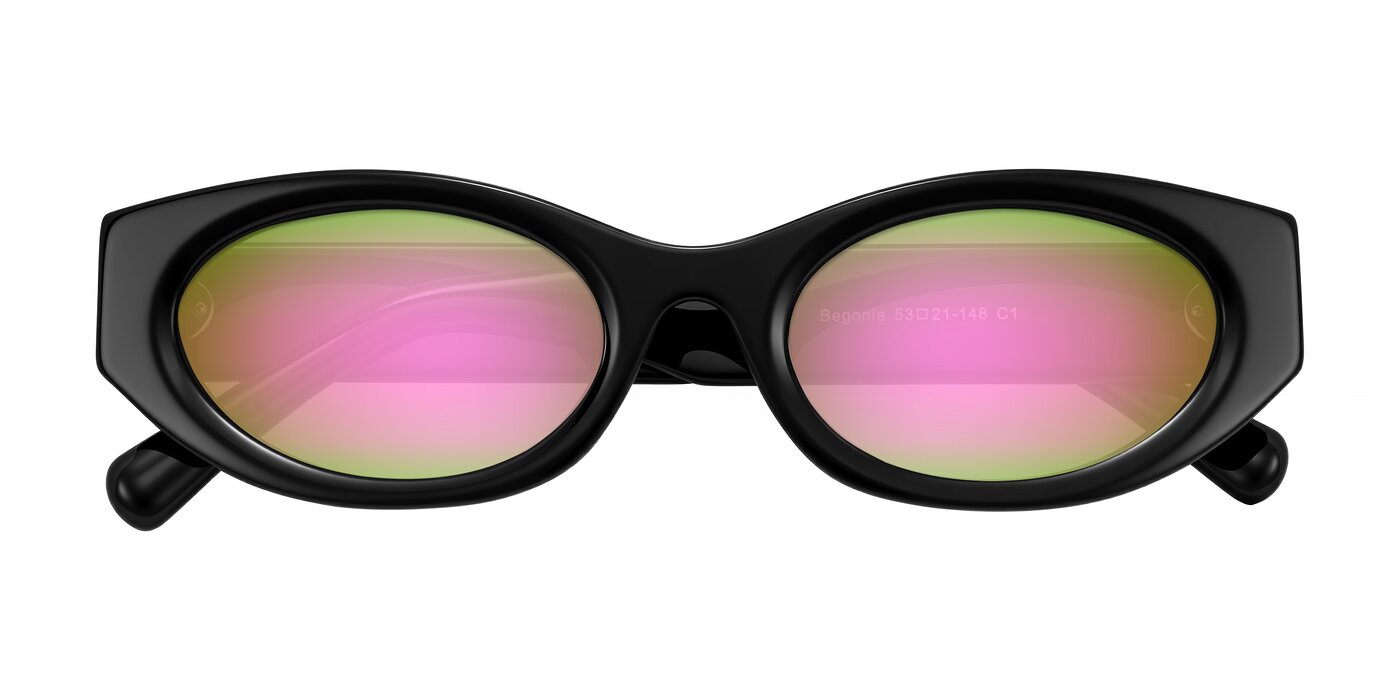 Begonia - Black Flash Mirrored Sunglasses