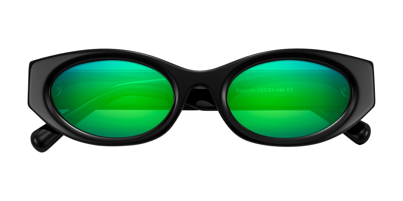 Begonia - Black Flash Mirrored Sunglasses