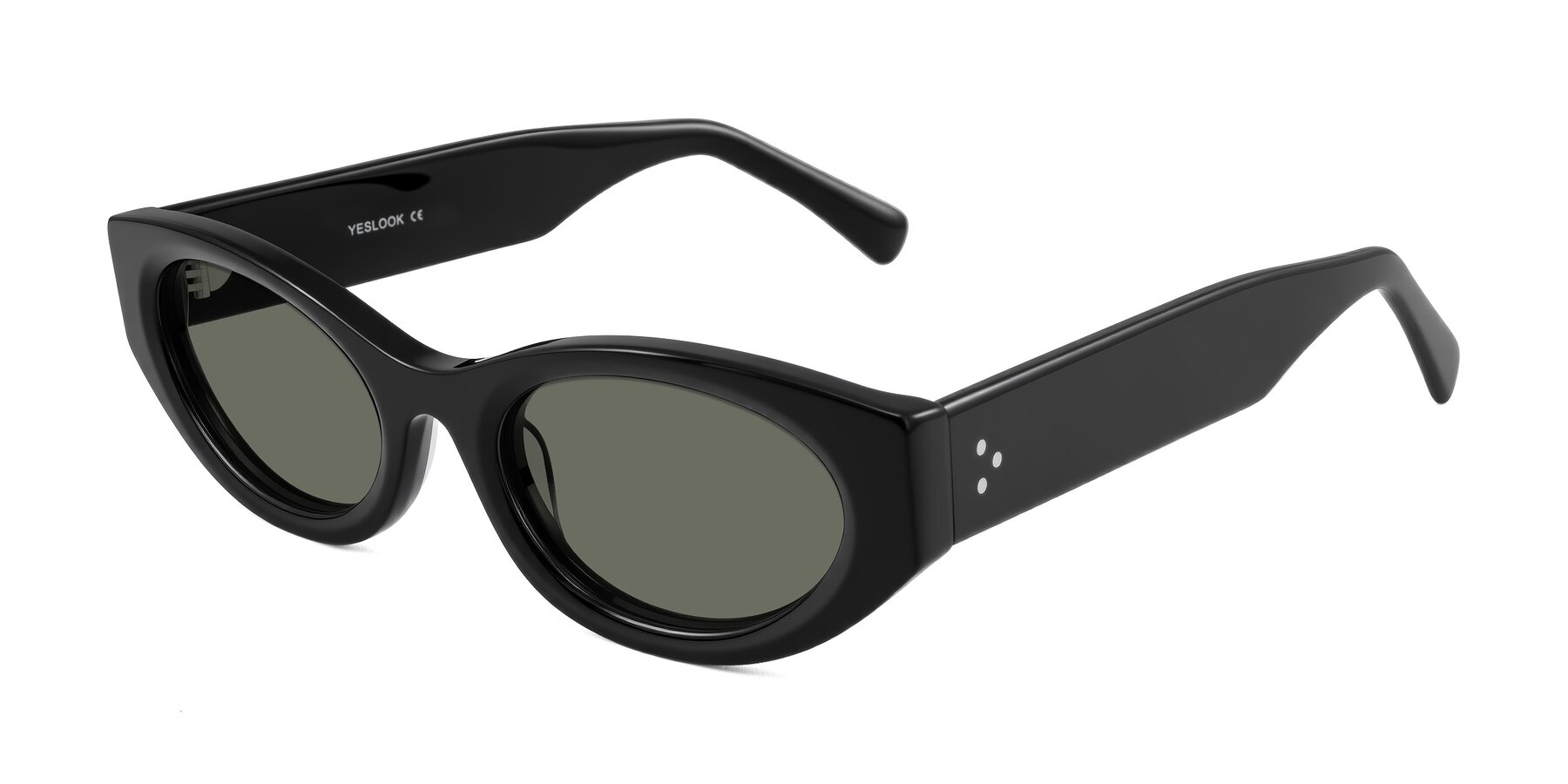 Angle of Begonia in Black with Gray Polarized Lenses