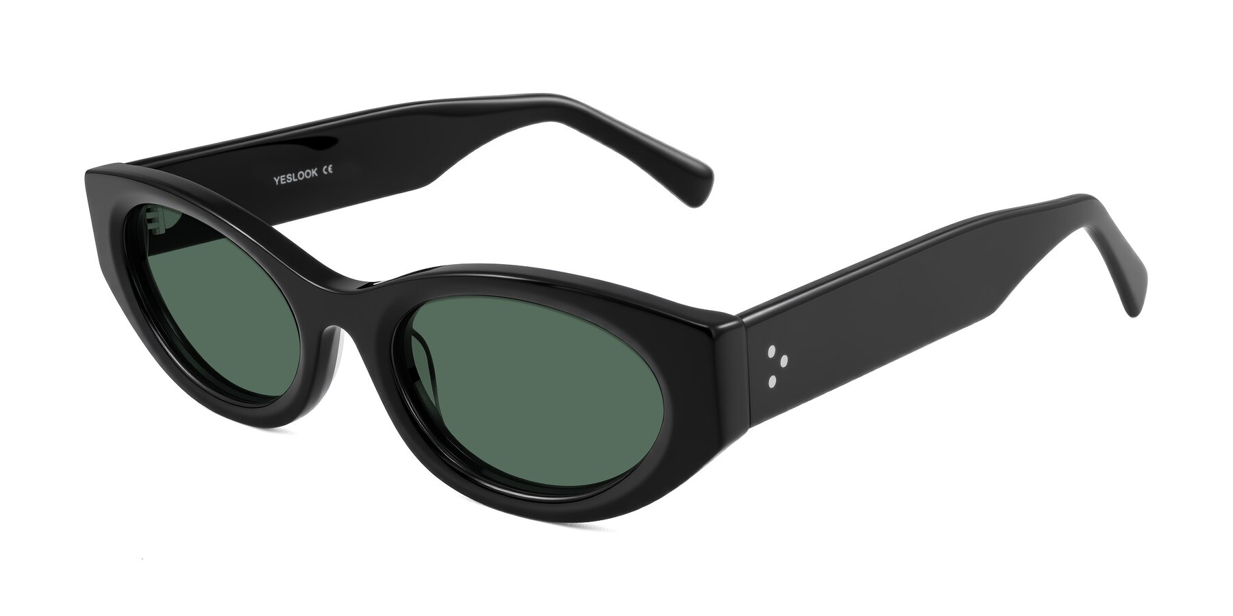 Angle of Begonia in Black with Green Polarized Lenses