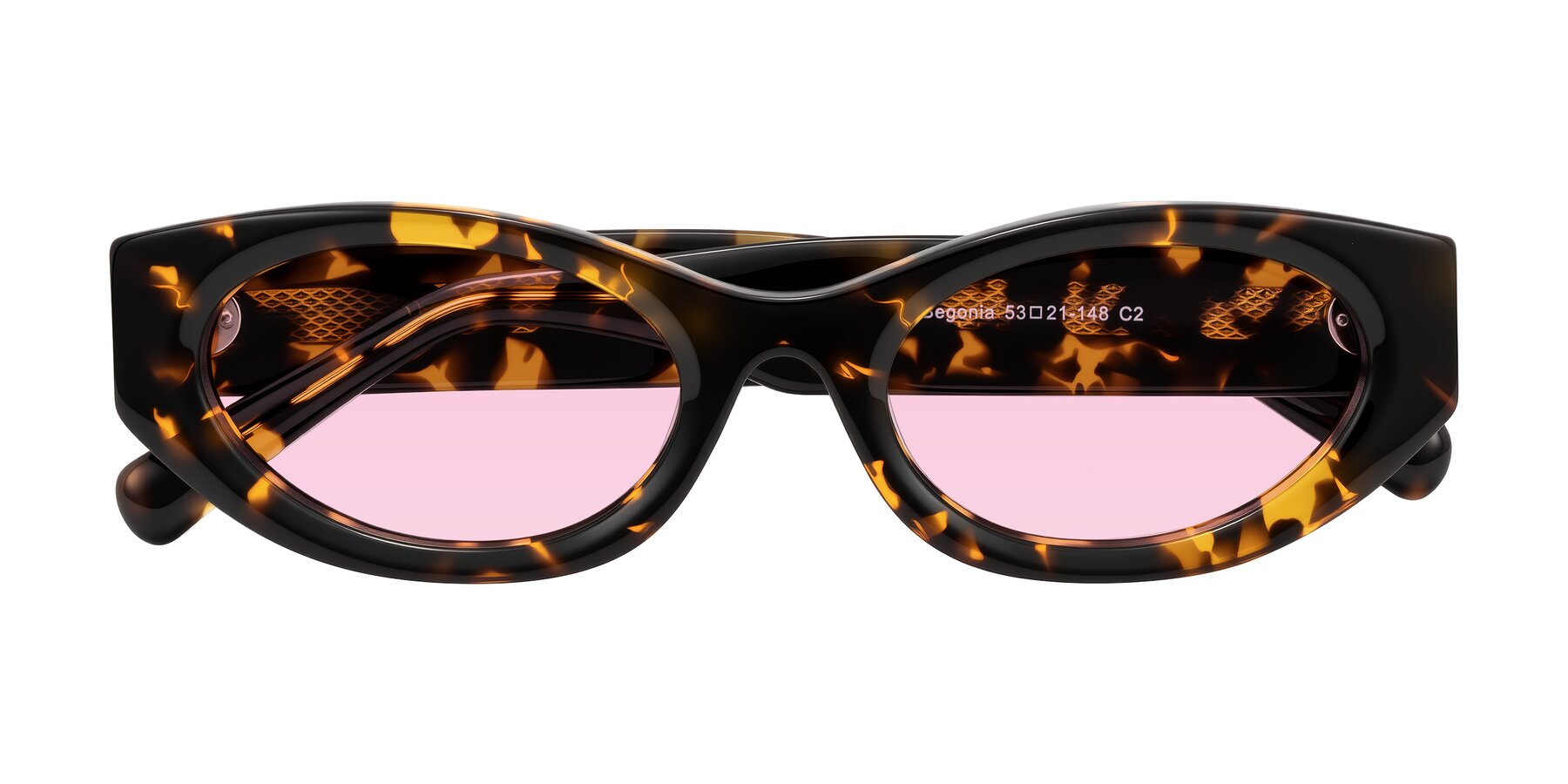 Folded Front of Begonia in Tortoise with Light Pink Tinted Lenses
