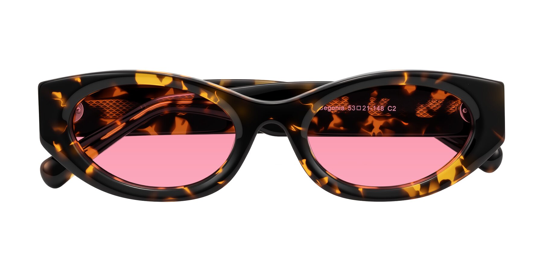 Folded Front of Begonia in Tortoise with Pink Tinted Lenses