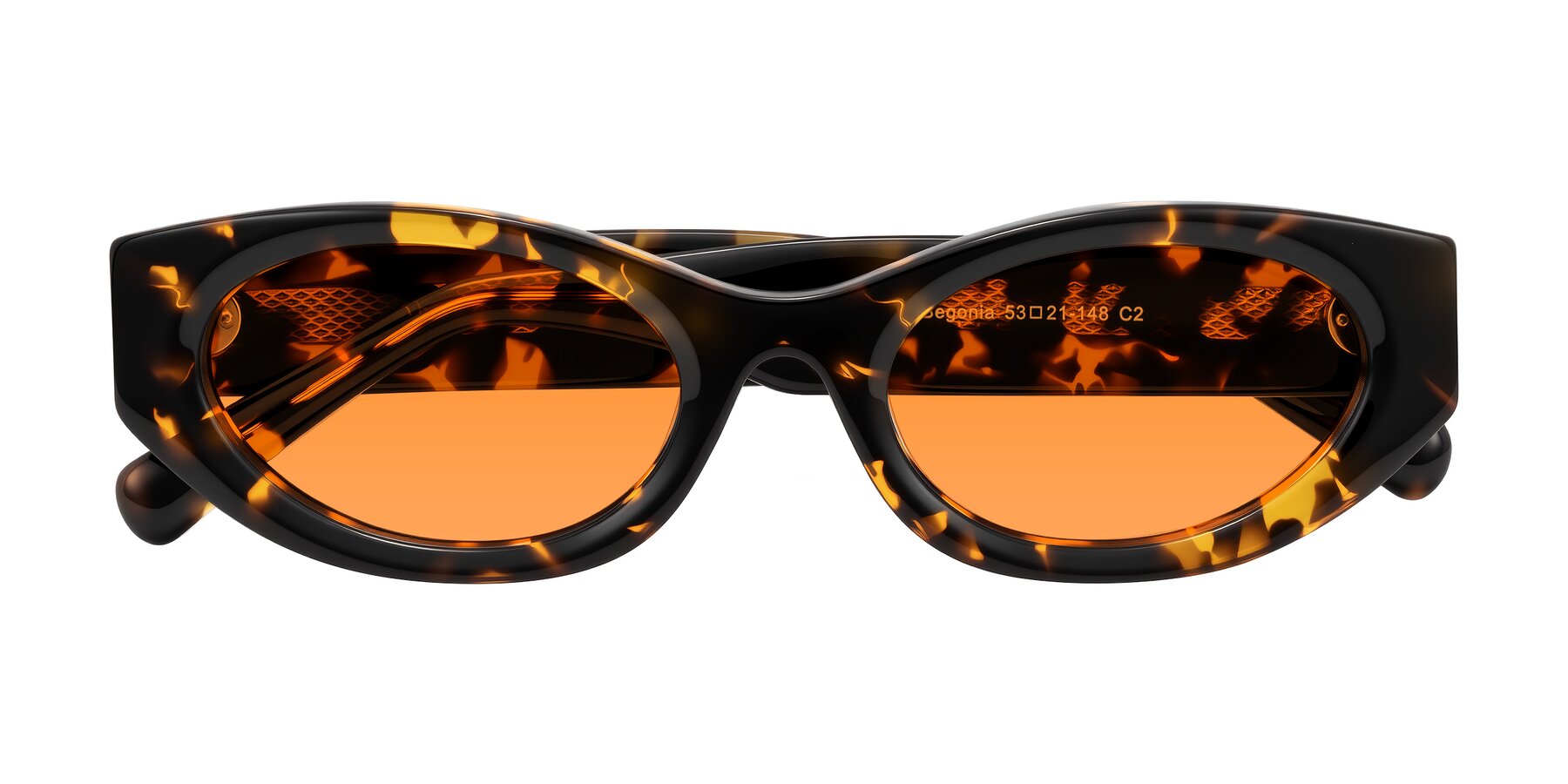 Folded Front of Begonia in Tortoise with Orange Tinted Lenses