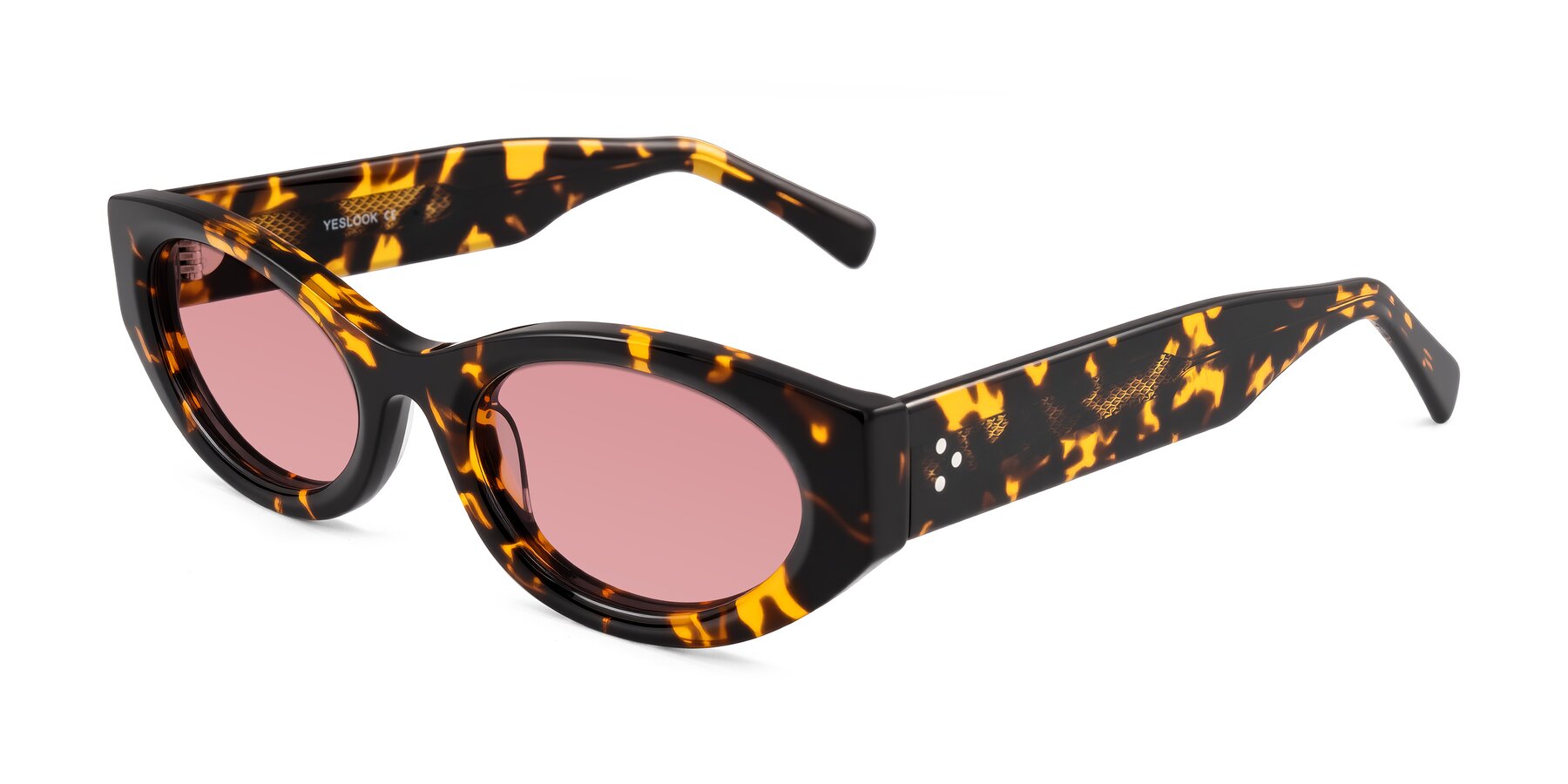 Angle of Begonia in Tortoise with Medium Garnet Tinted Lenses