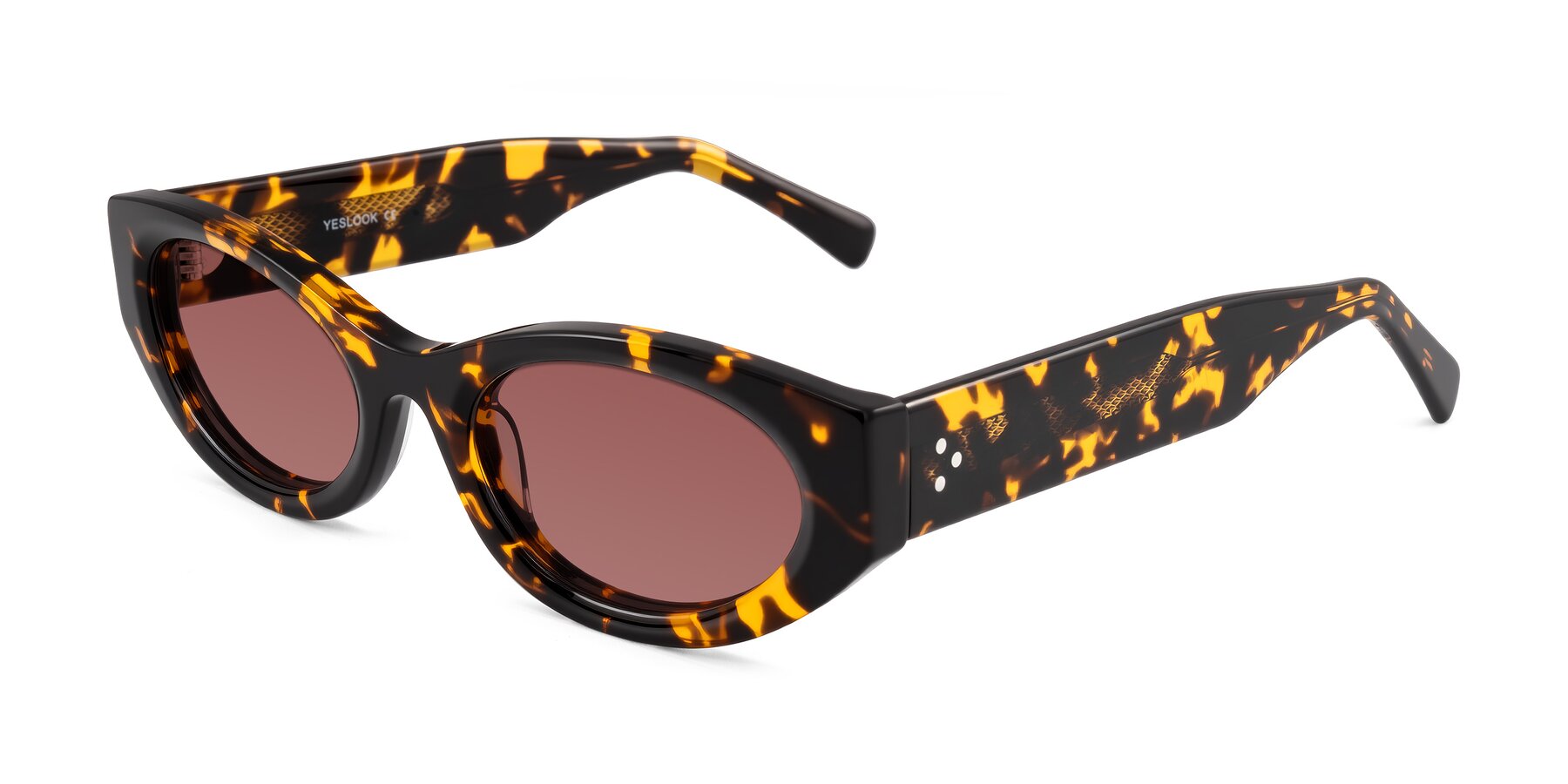 Angle of Begonia in Tortoise with Garnet Tinted Lenses