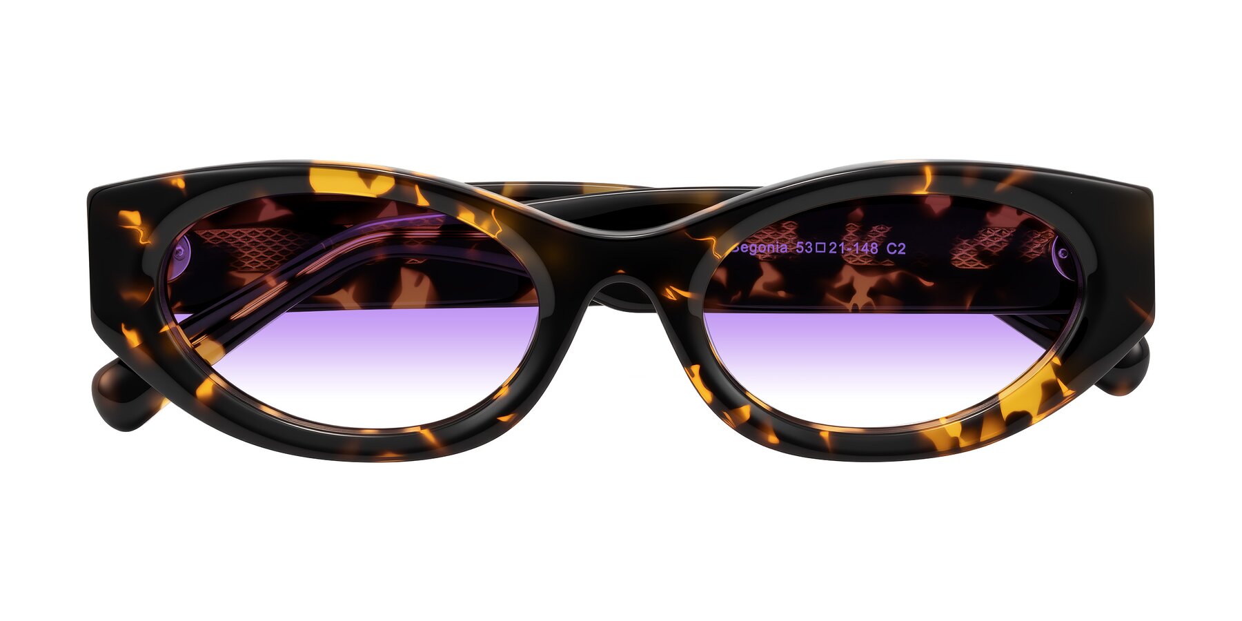 Folded Front of Begonia in Tortoise with Purple Gradient Lenses
