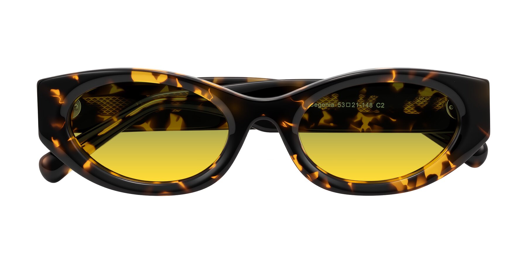 Folded Front of Begonia in Tortoise with Green / Yellow Gradient Lenses