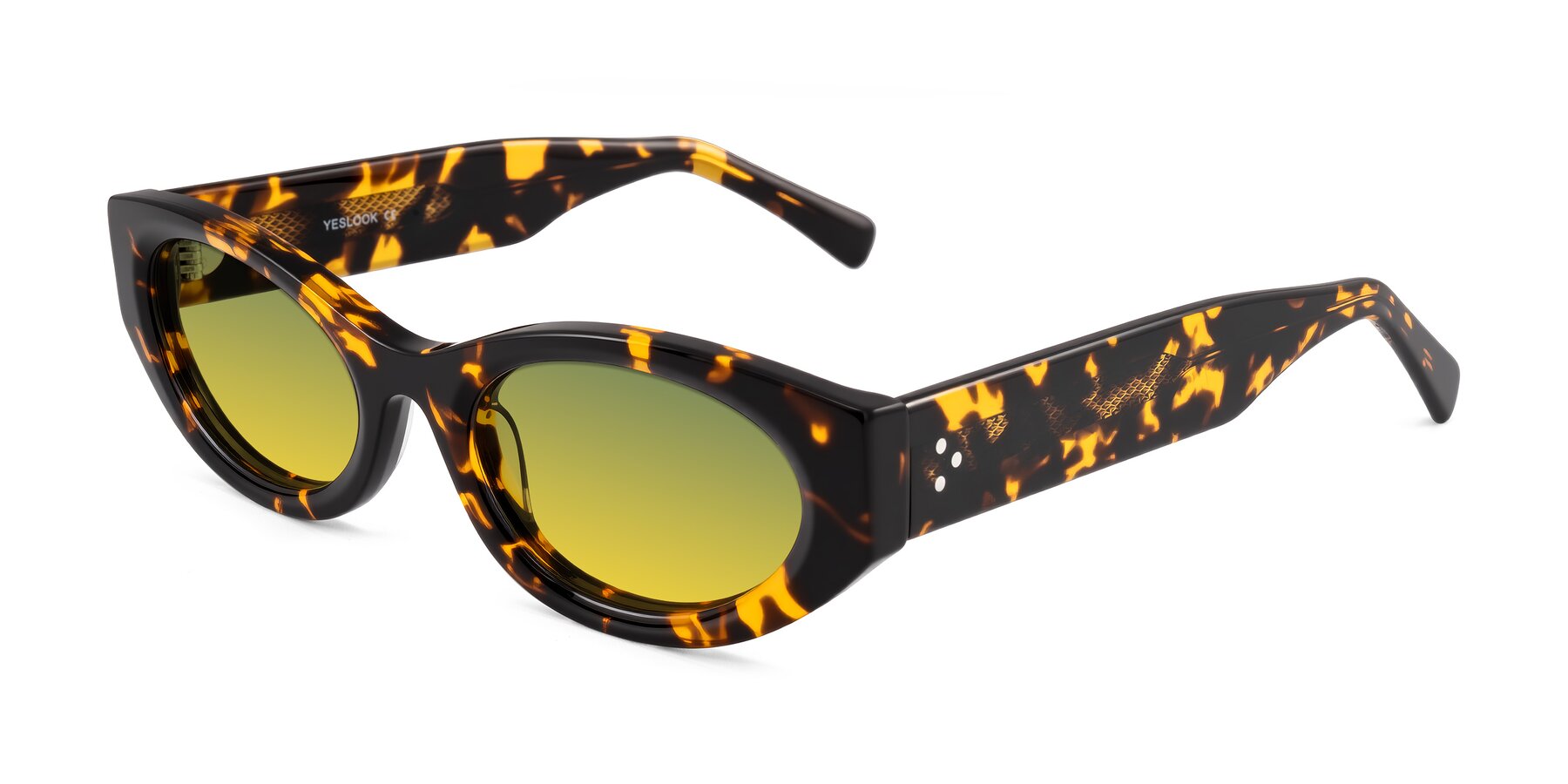 Angle of Begonia in Tortoise with Green / Yellow Gradient Lenses