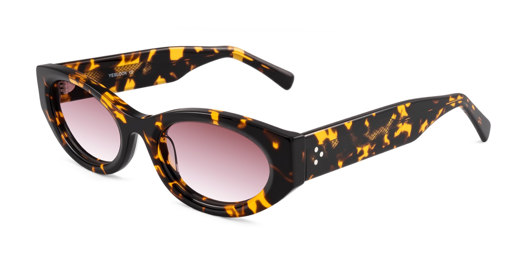 Angle of Begonia in Tortoise with Garnet Gradient Lenses