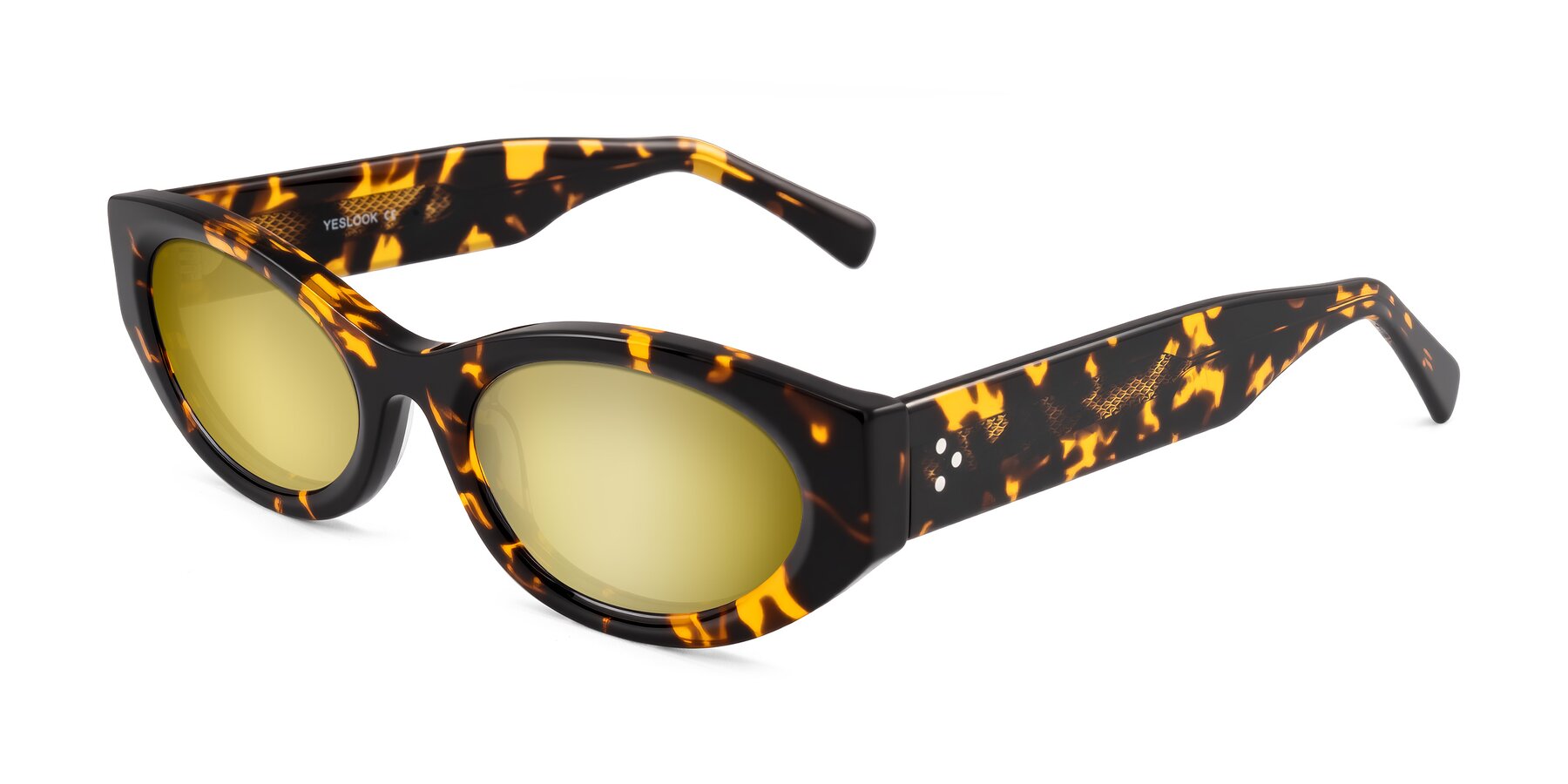 Angle of Begonia in Tortoise with Gold Mirrored Lenses