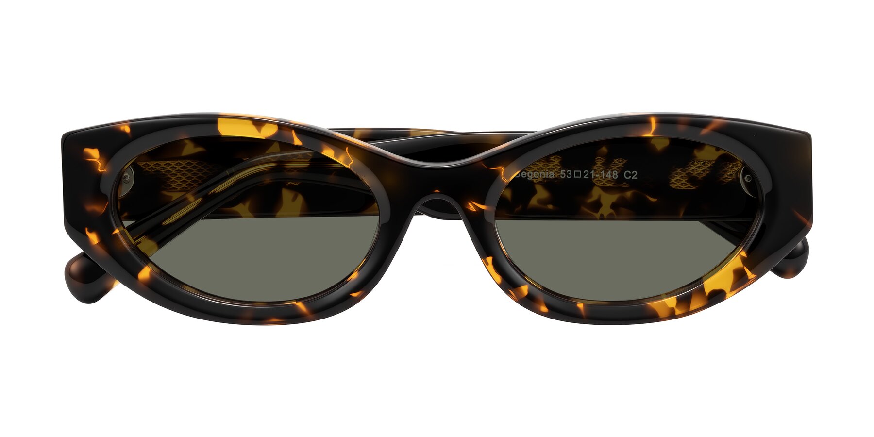 Folded Front of Begonia in Tortoise with Gray Polarized Lenses