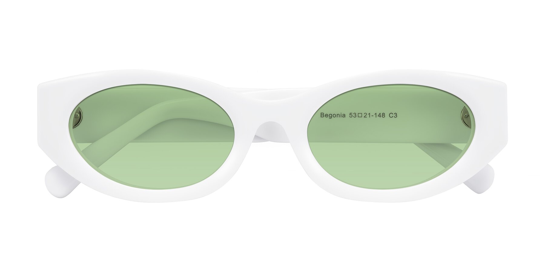 Folded Front of Begonia in White with Medium Green Tinted Lenses