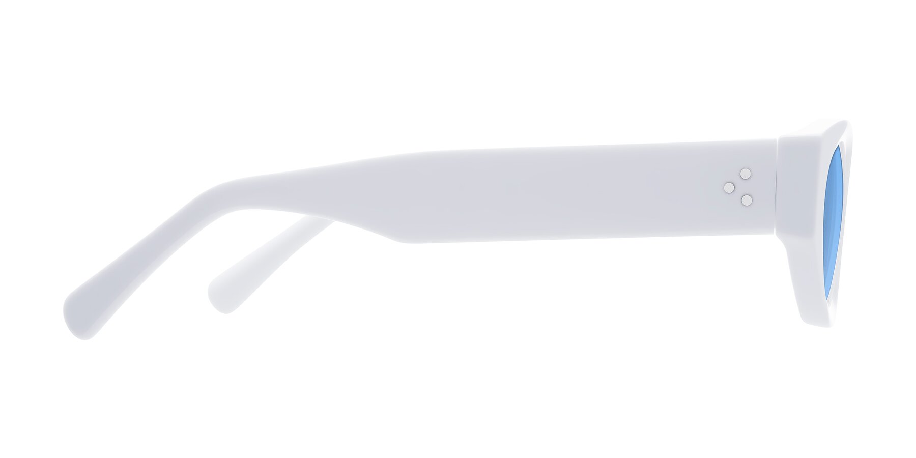 Side of Begonia in White with Medium Blue Tinted Lenses