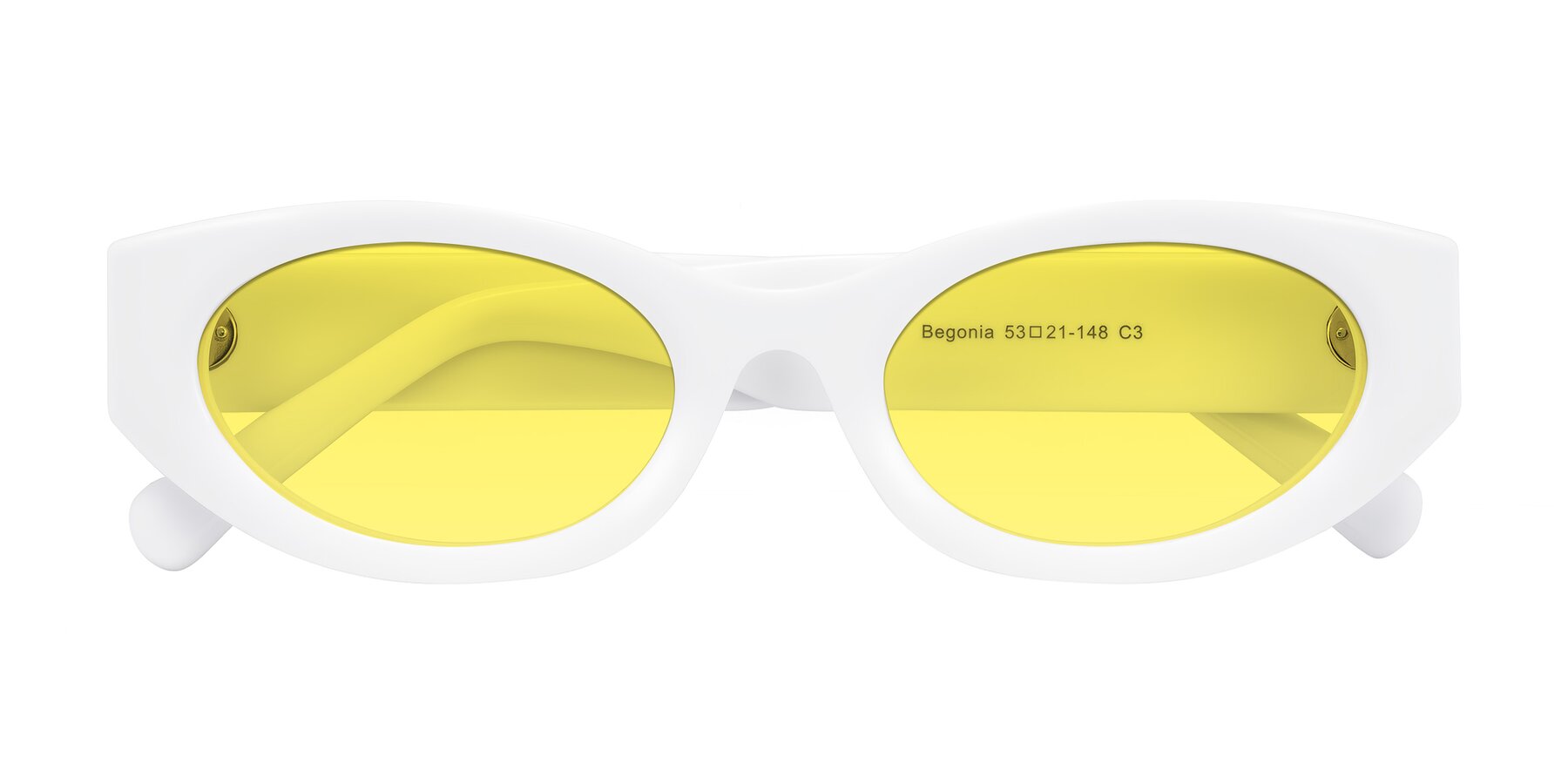 Folded Front of Begonia in White with Medium Yellow Tinted Lenses