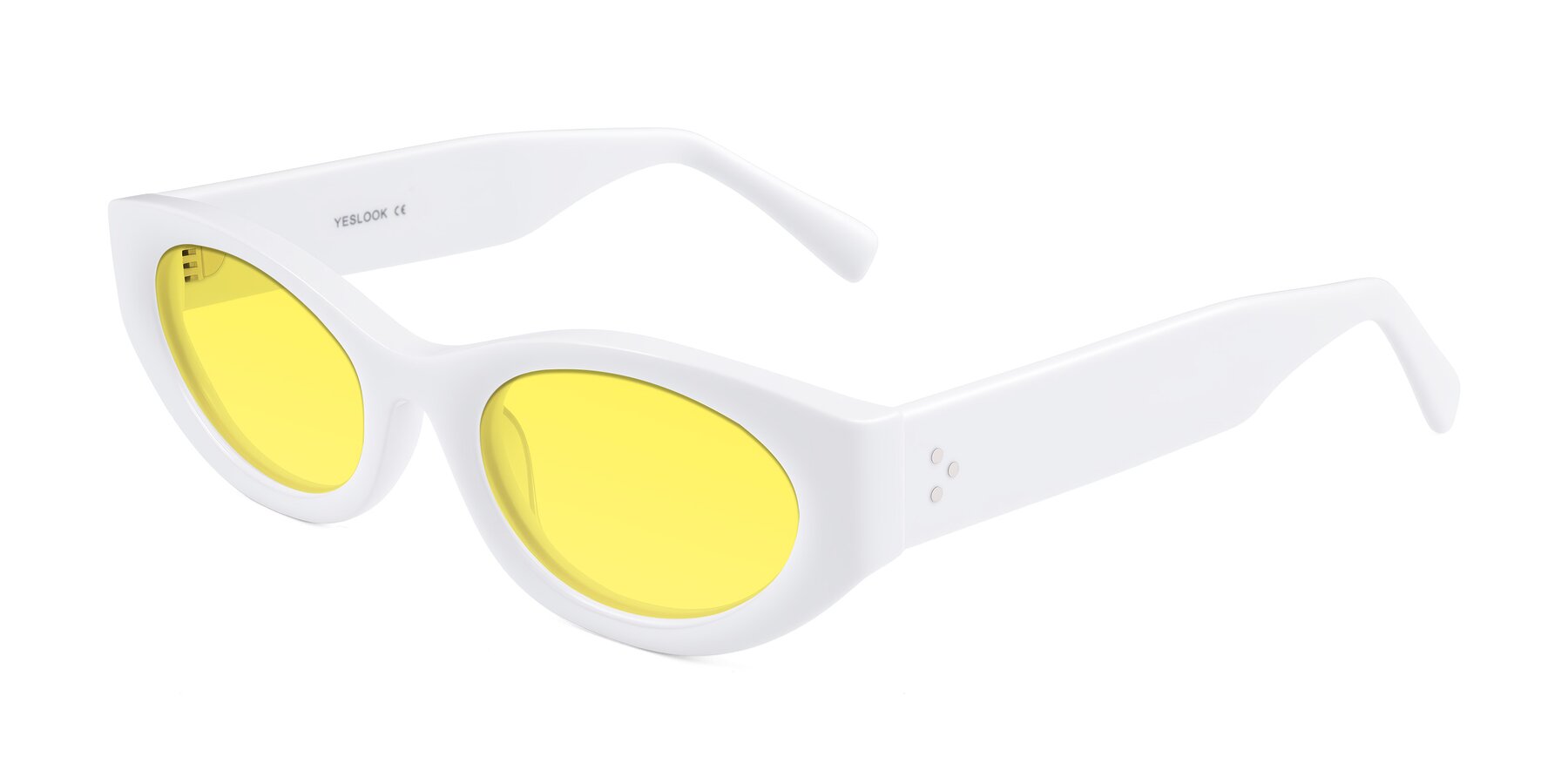 Angle of Begonia in White with Medium Yellow Tinted Lenses