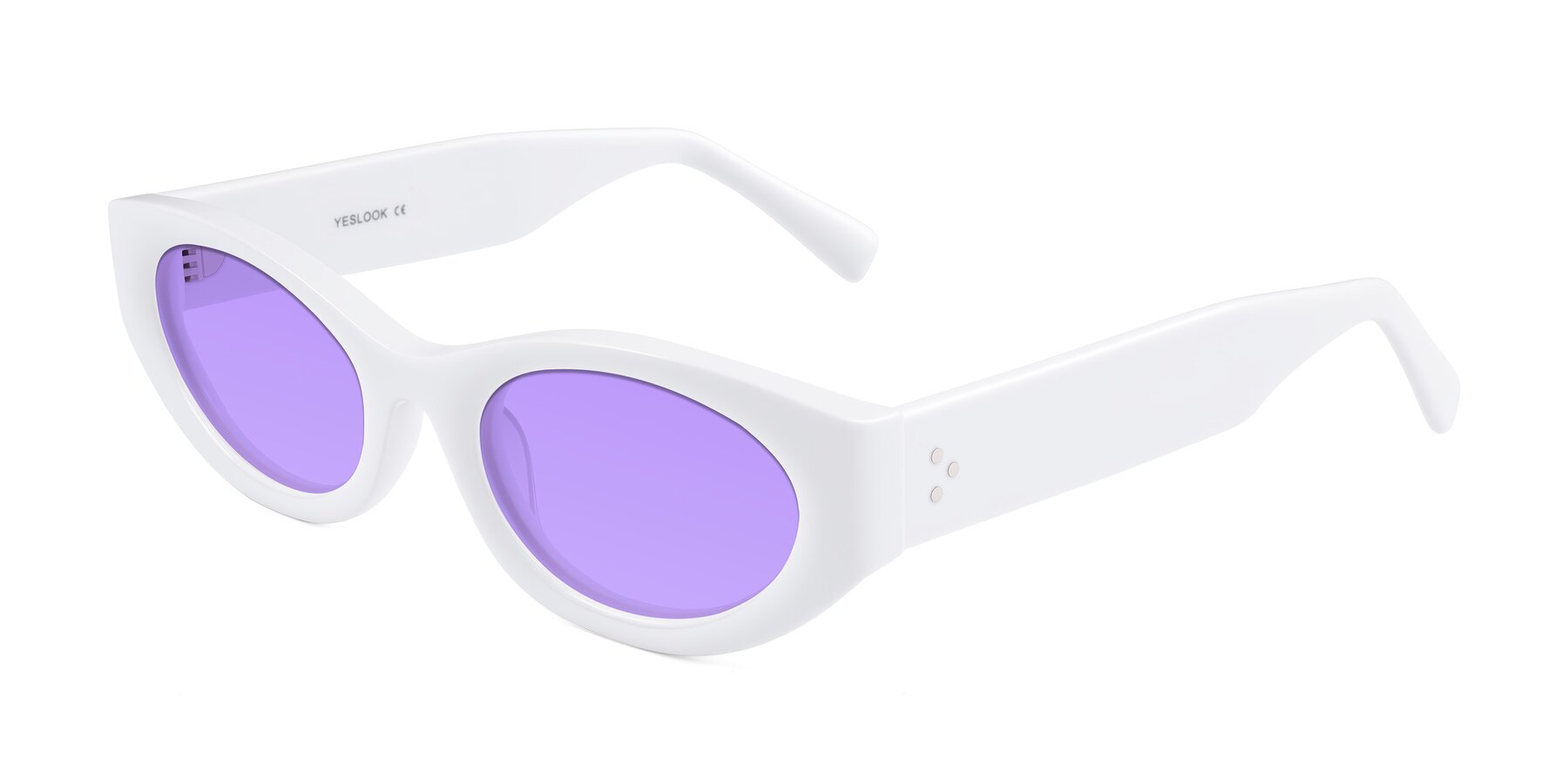 Angle of Begonia in White with Medium Purple Tinted Lenses