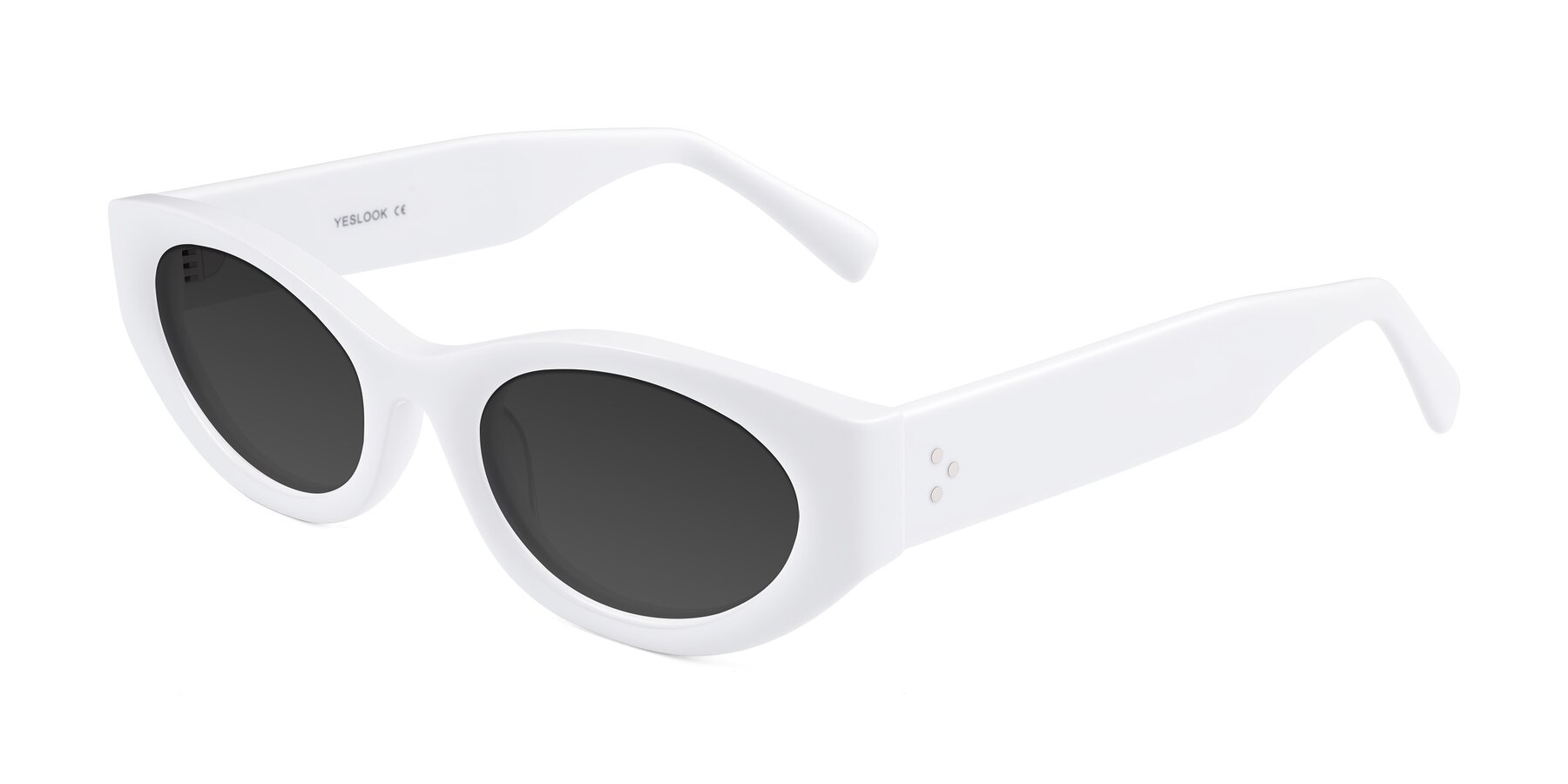 Angle of Begonia in White with Gray Tinted Lenses