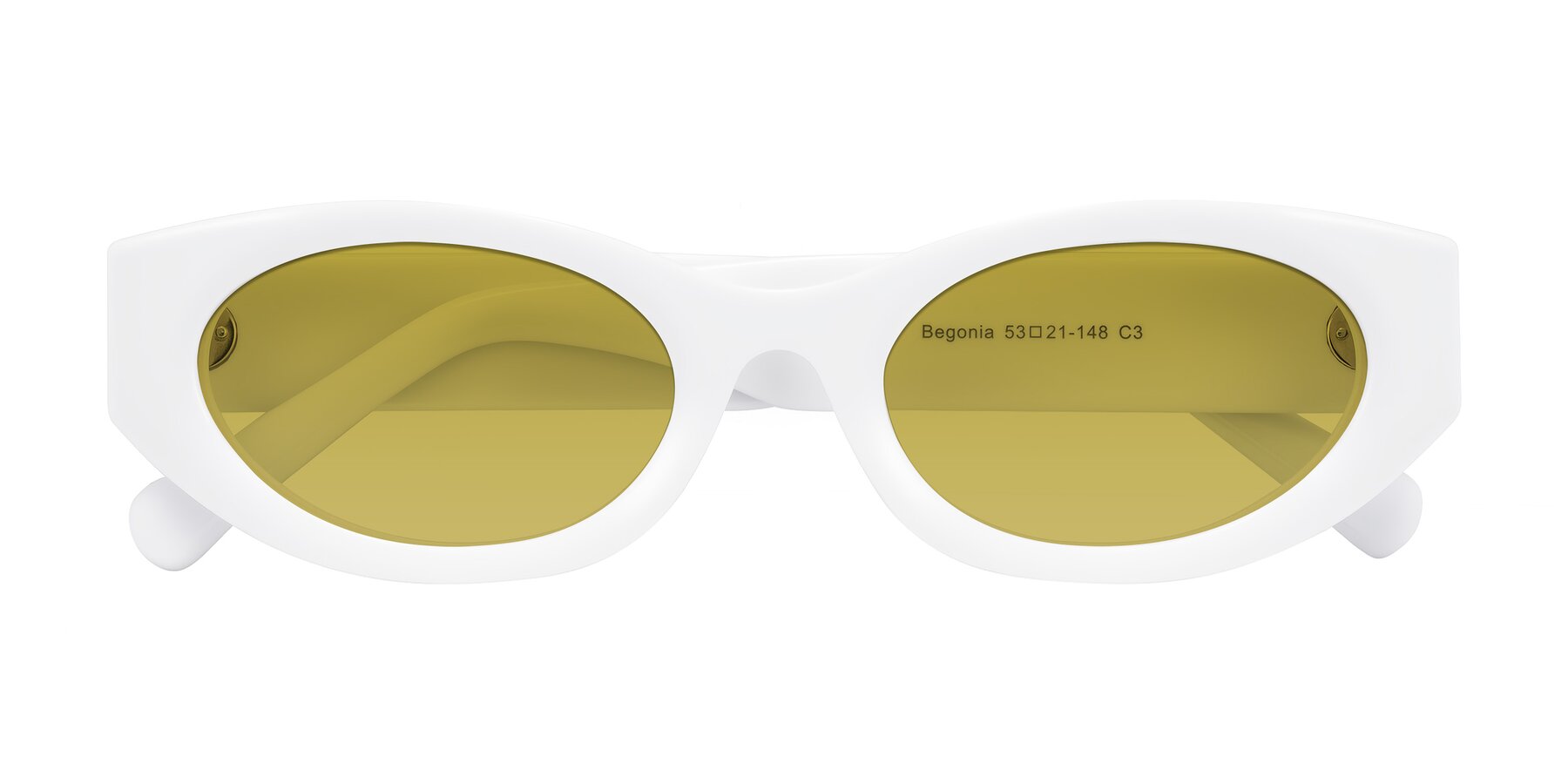 Folded Front of Begonia in White with Champagne Tinted Lenses