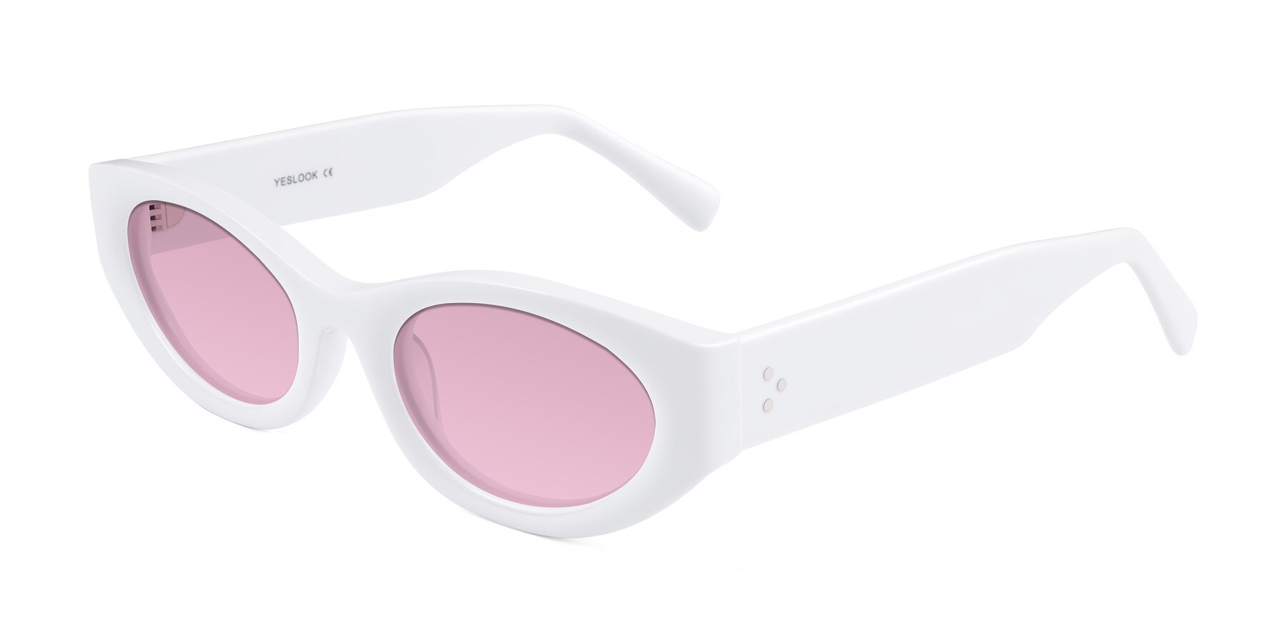 Angle of Begonia in White with Light Wine Tinted Lenses