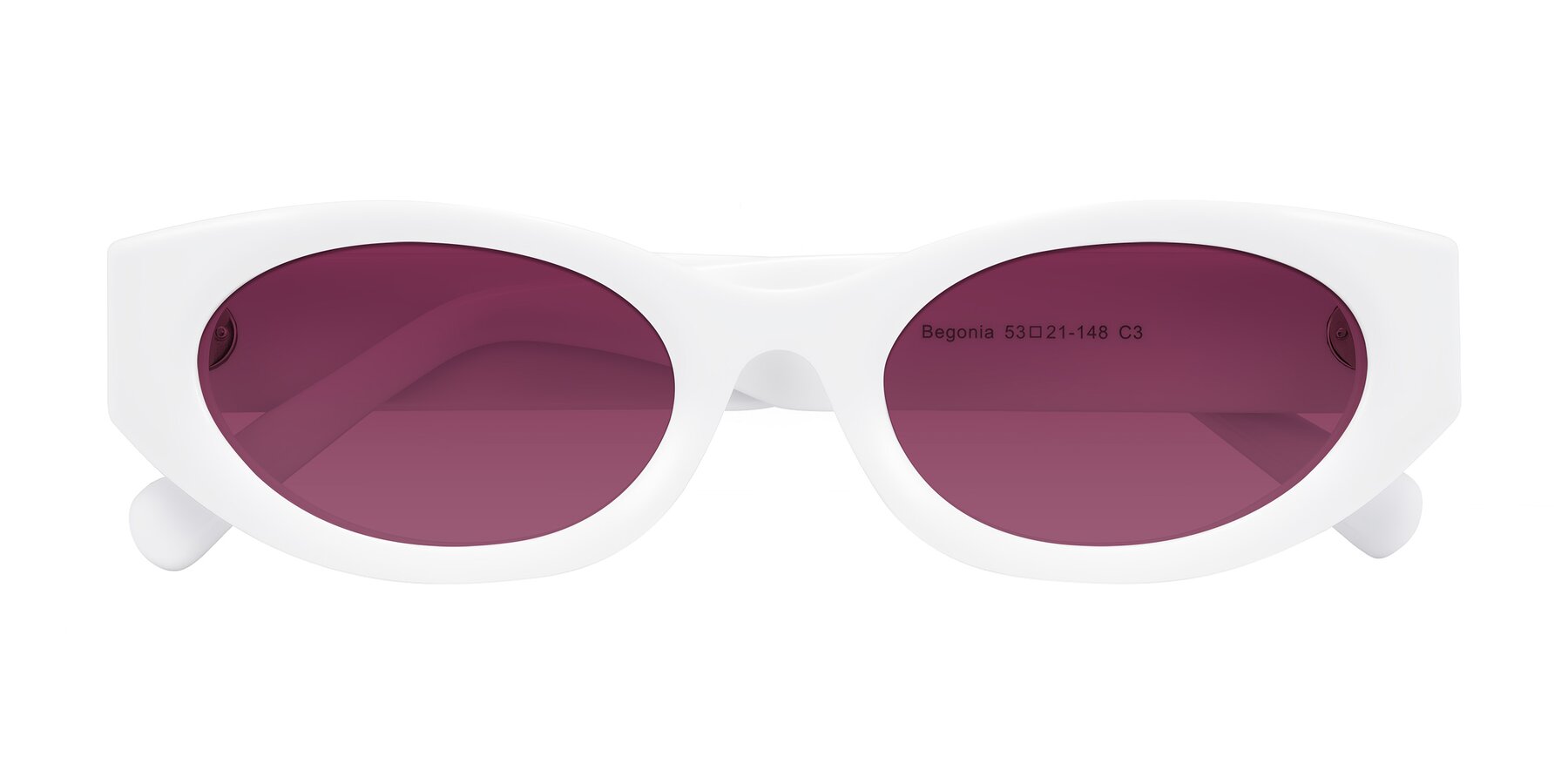Folded Front of Begonia in White with Wine Tinted Lenses
