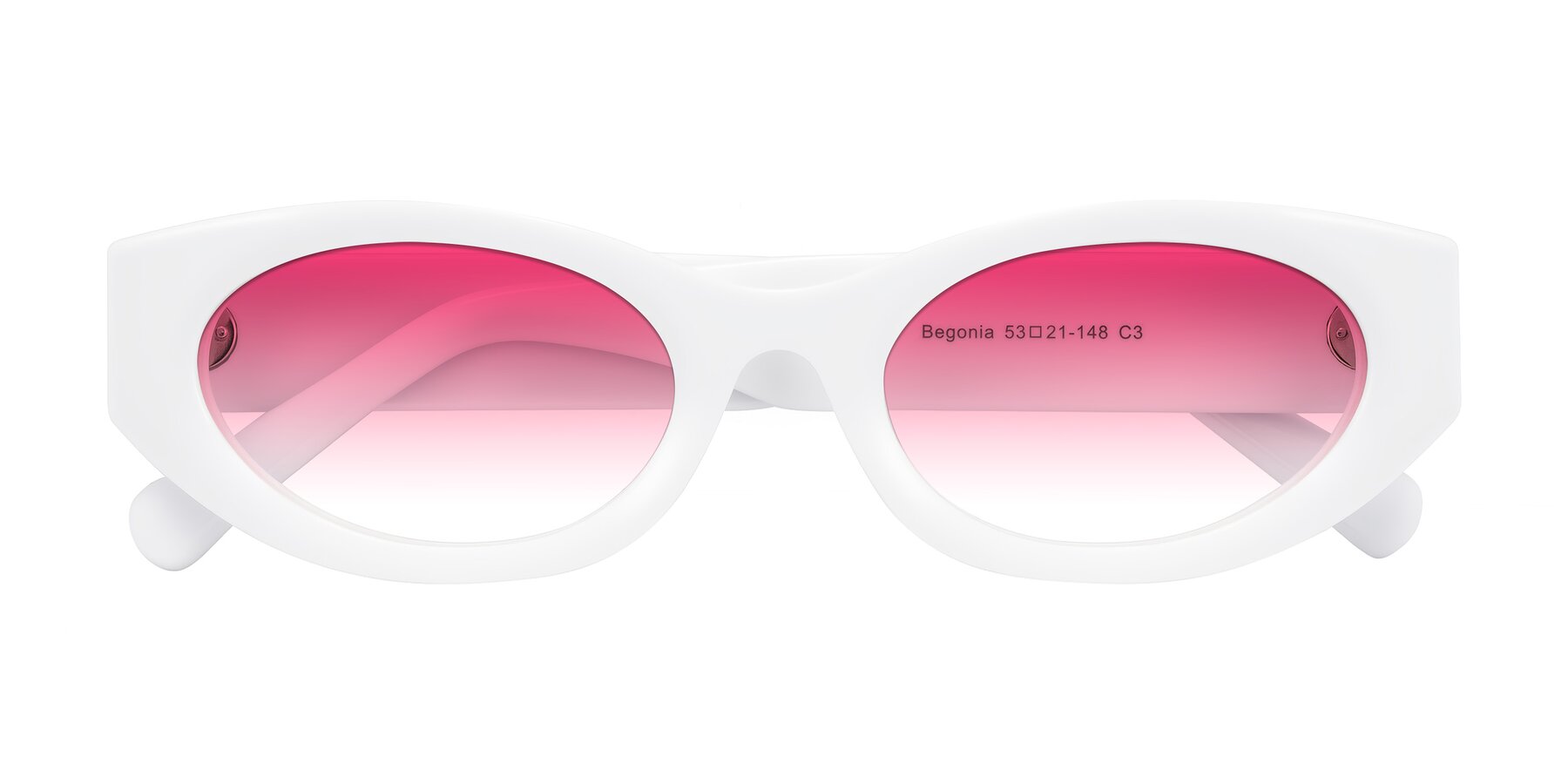 Folded Front of Begonia in White with Pink Gradient Lenses