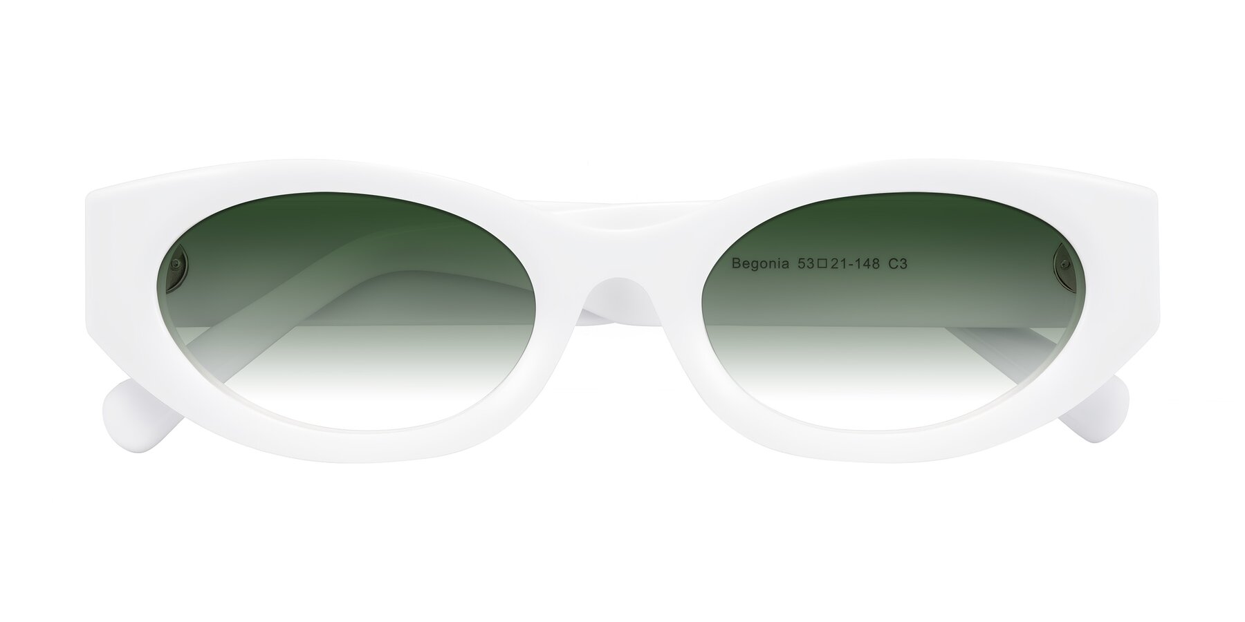 Folded Front of Begonia in White with Green Gradient Lenses